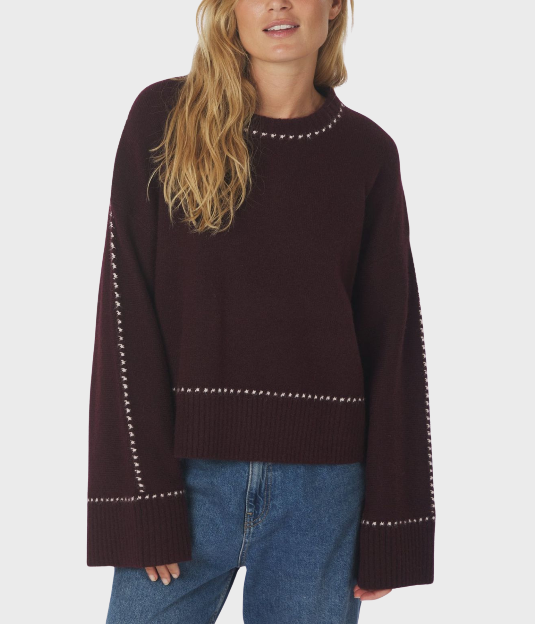 Roeme Knit Stitch Blouse. (682 Wine)