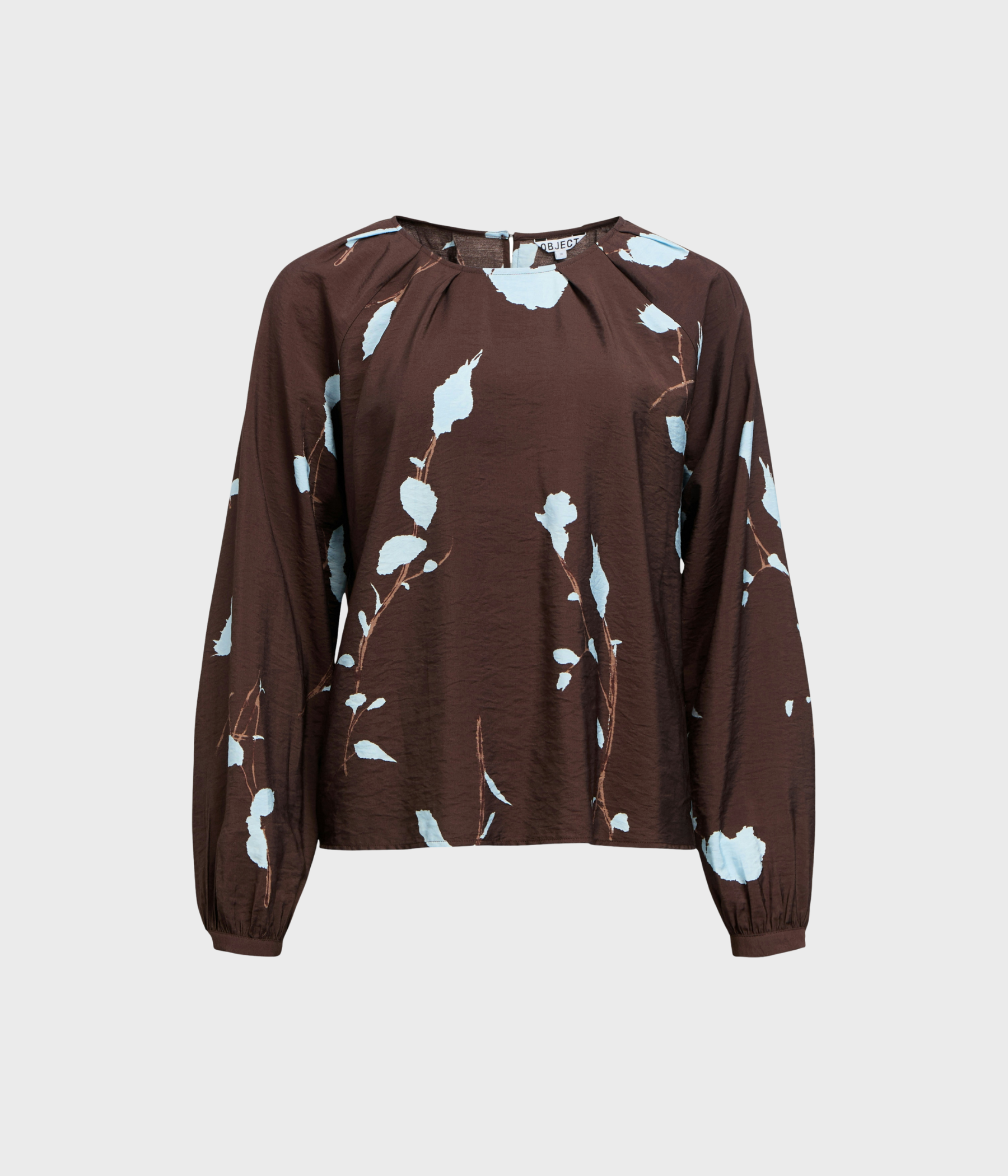 OBJBRIE L/S RE O-NECK TOP 143 (Seal Brown AOP:Winter sky flowers)