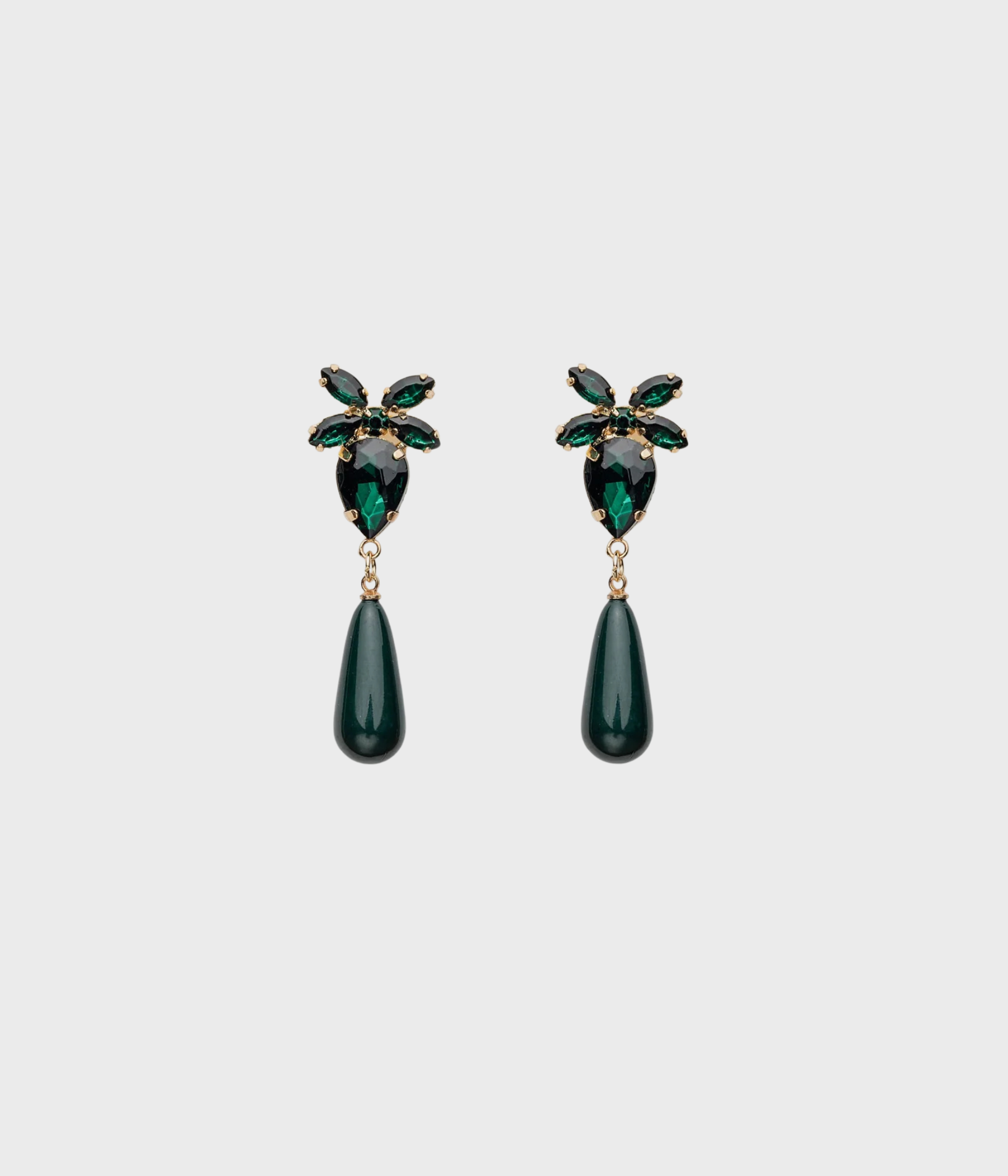 Stone Drop Earrings (Dark Green)