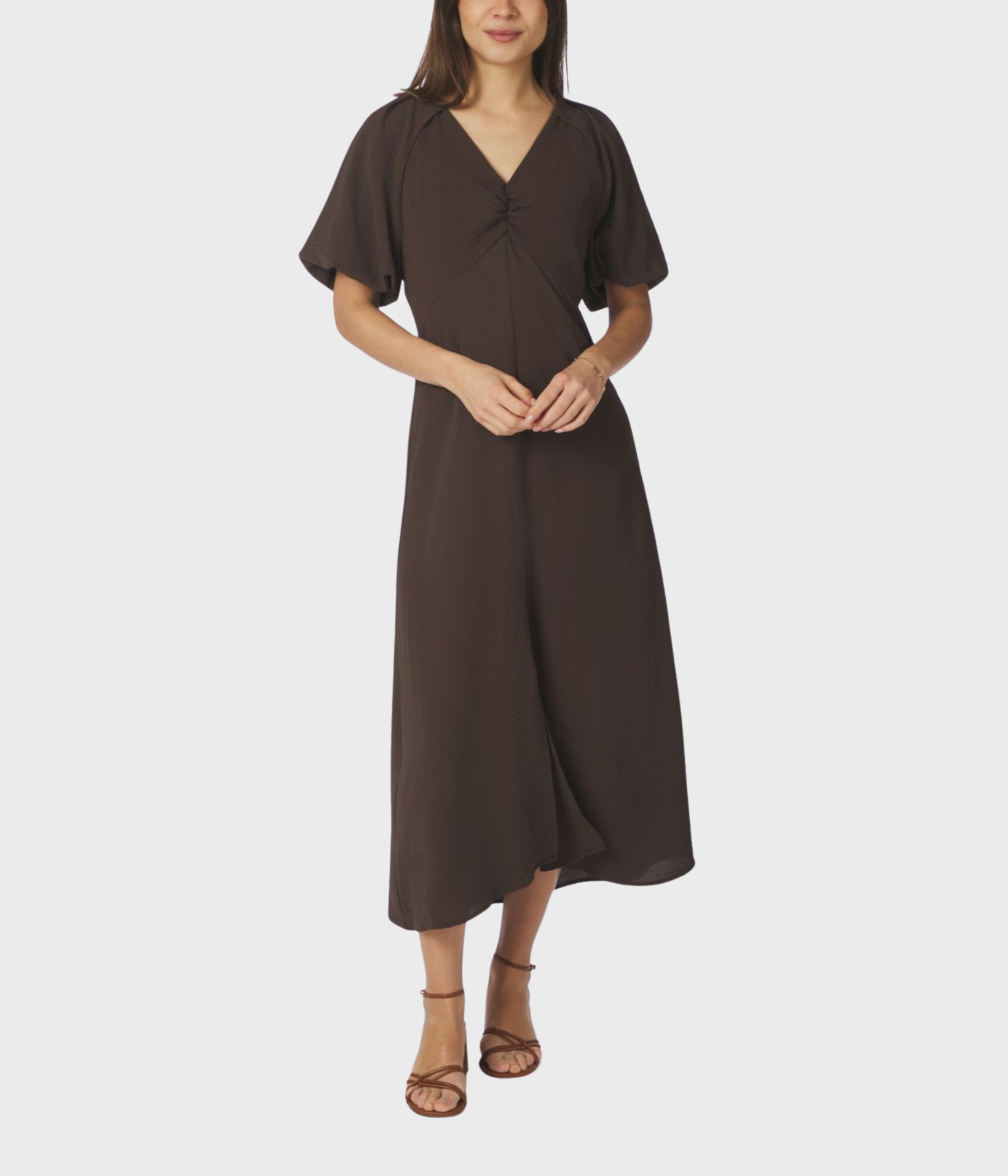 Bomba Structure Solid Dress (676 DARK BROWN)