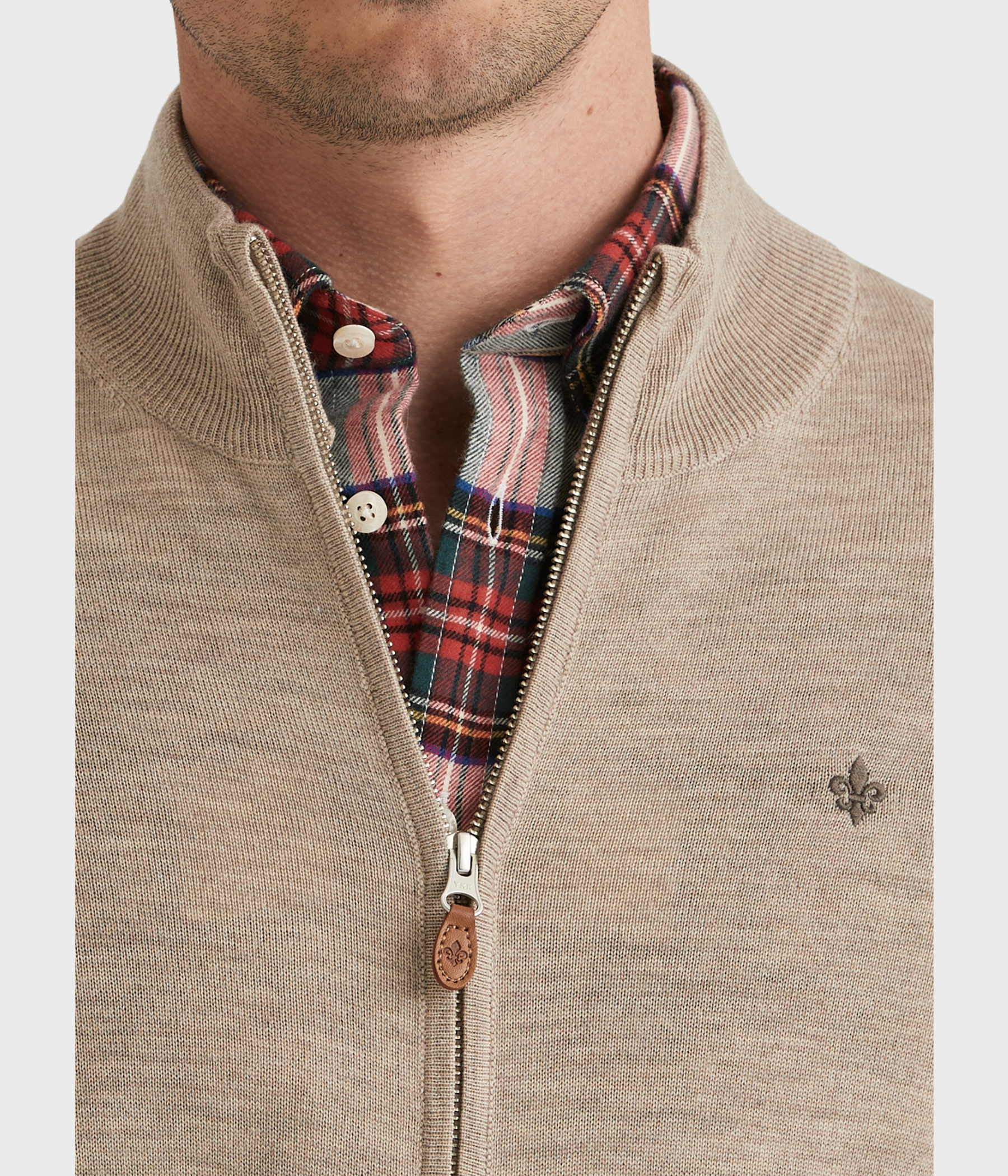 Merino Zip Cardigan (05 Khaki)