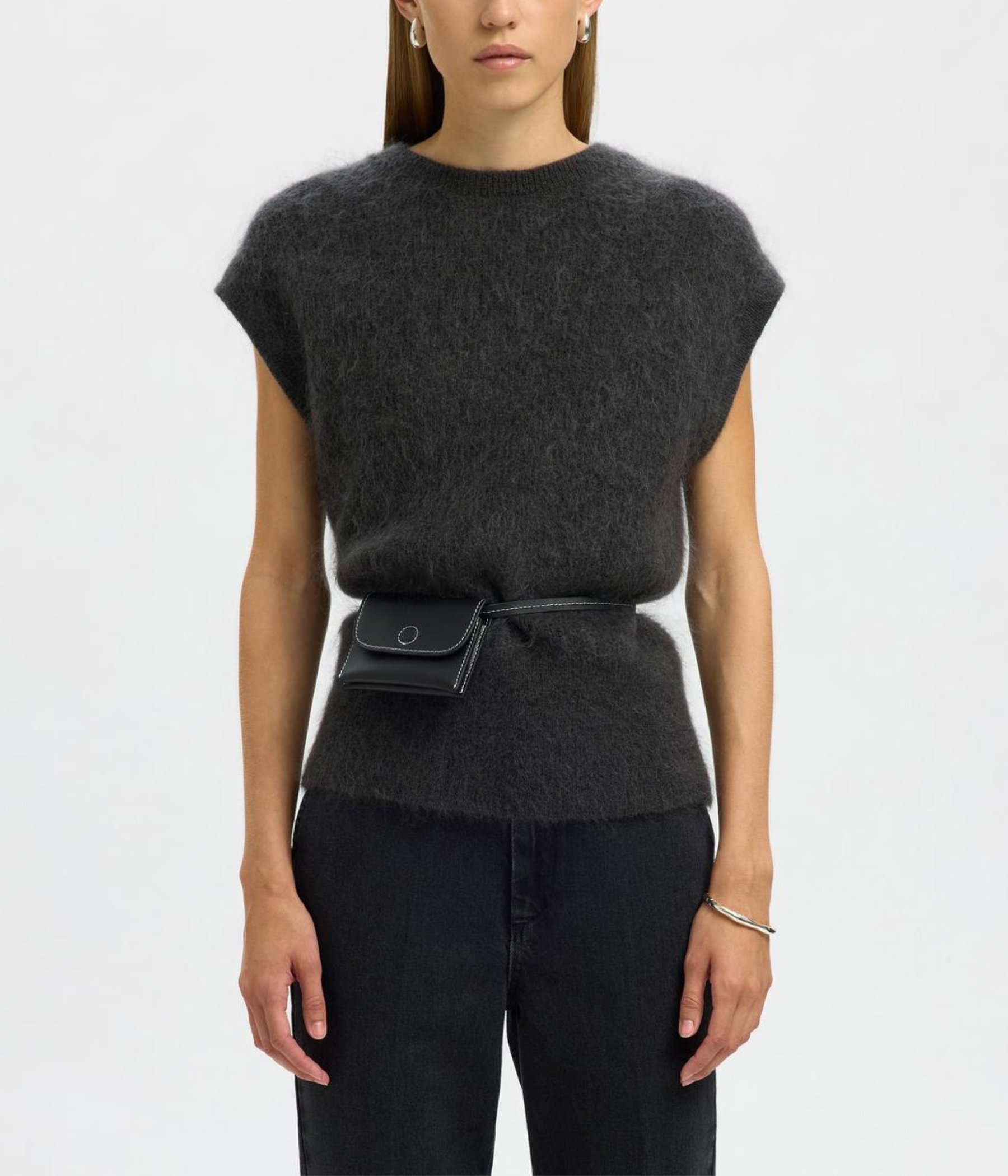 SLFMIRA SL MOHAIR KNIT VEST. (Asphalt)