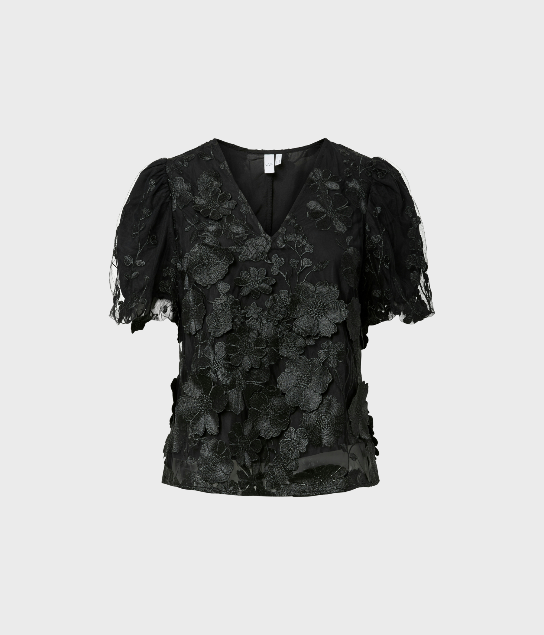 YASFLOWERING SS V-NECK TOP - D2D (Black)