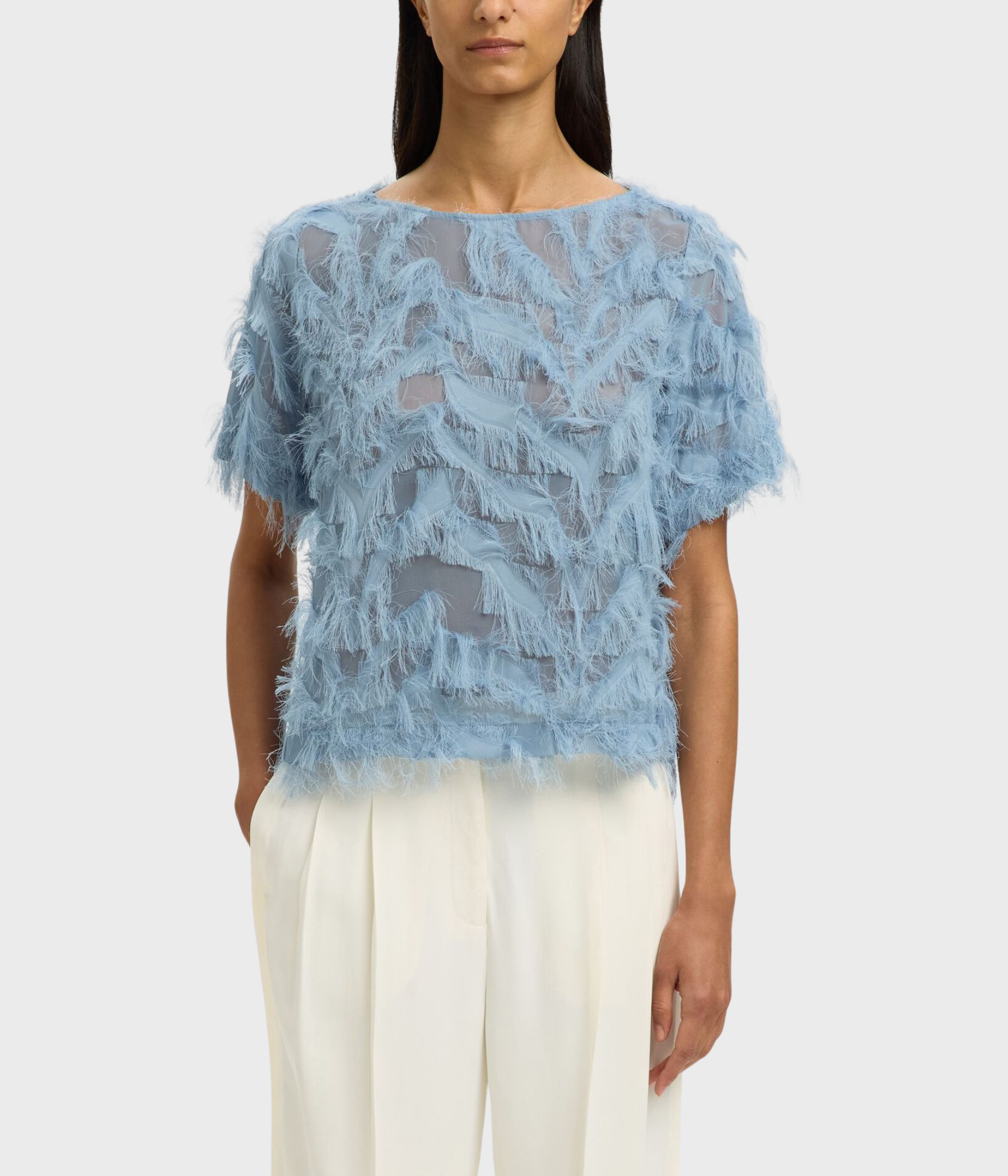Slfmyline Ss Boat Neck Top B (Dusty Blue)