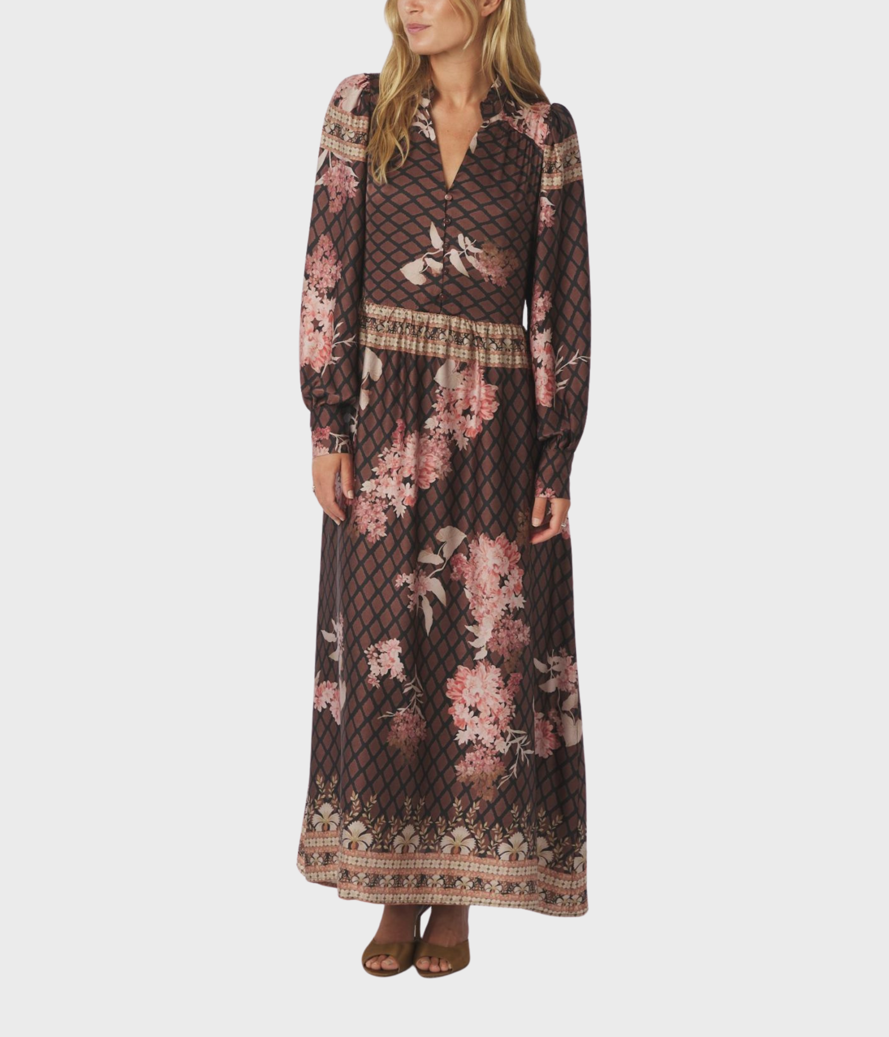 Nova Botanical Border Dress (Black)