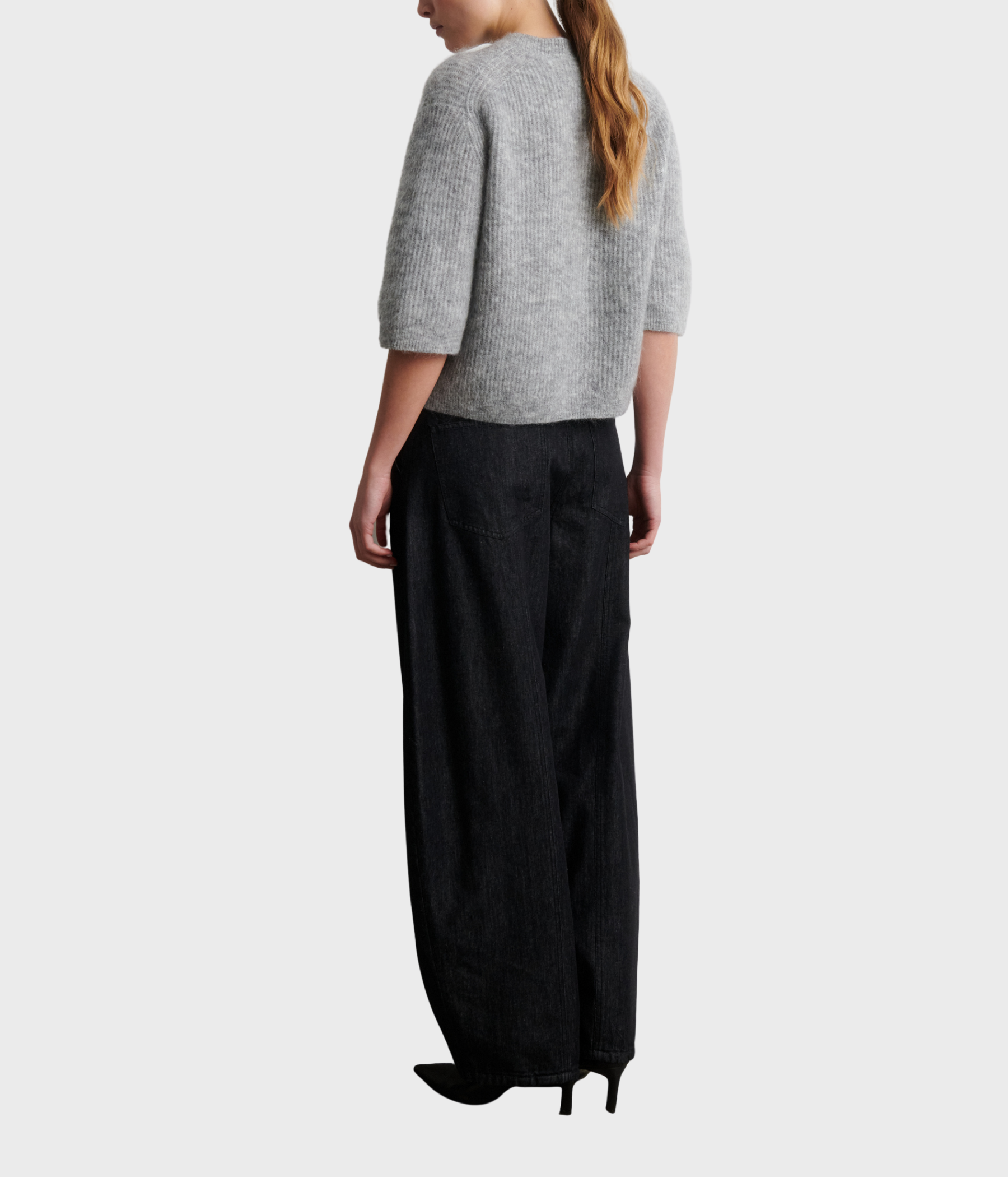 Andrea Knit Rib Cardigan. (Grey Melange)