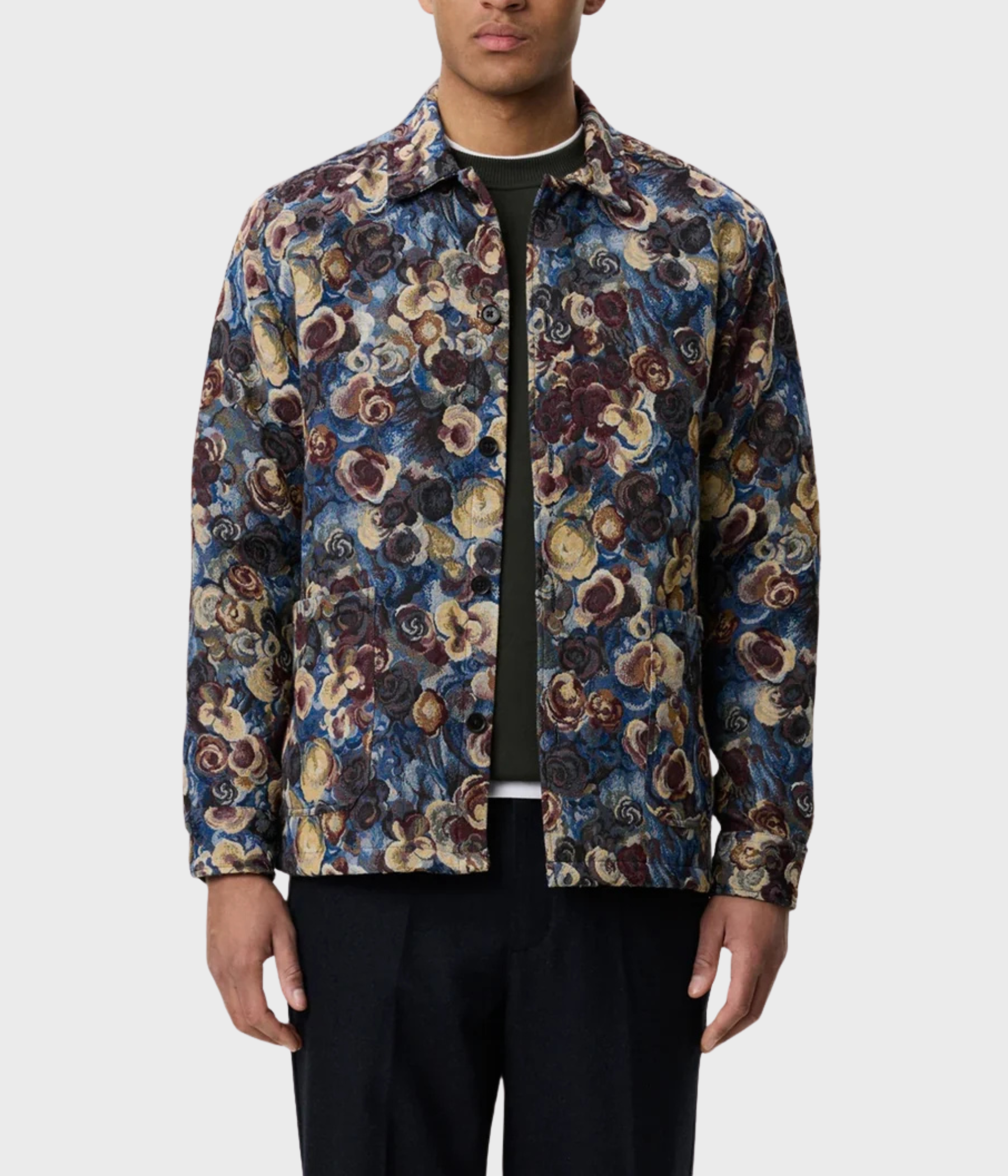 Flower Jacquard Overshirt (967 Blue Multicolor)
