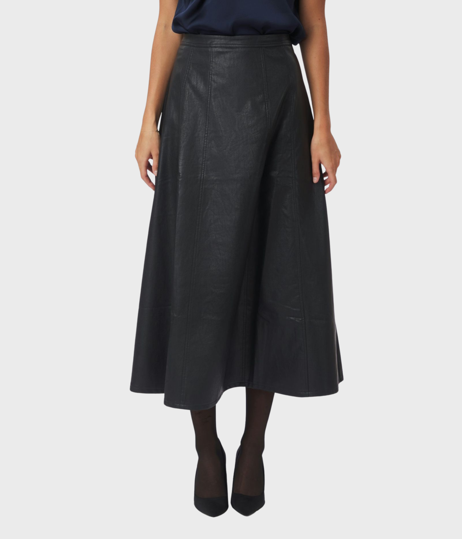 Raya Faux Leather Skirt (Black)