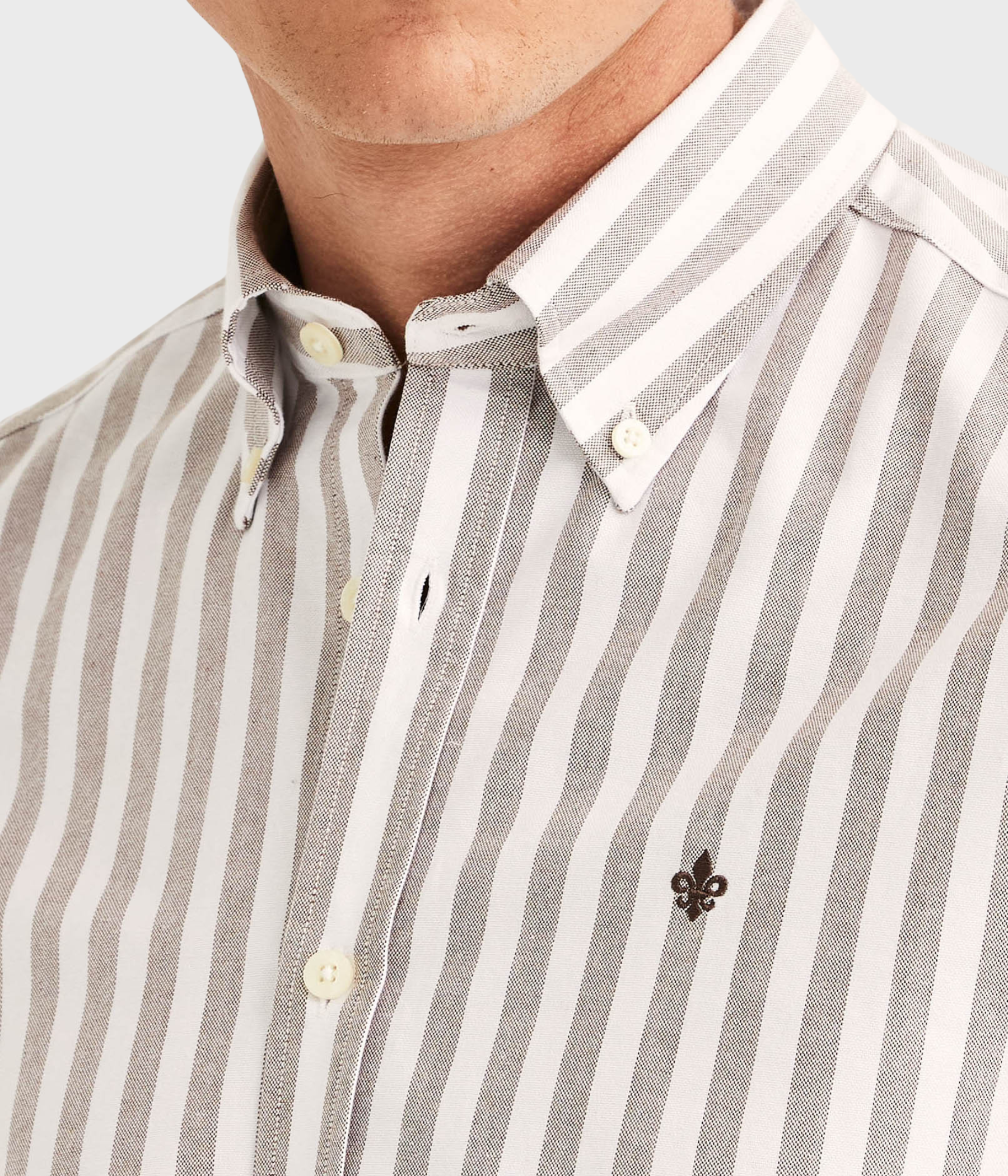 Douglas Oxford Stripe Shirt-Slim Fit (80 Brown)