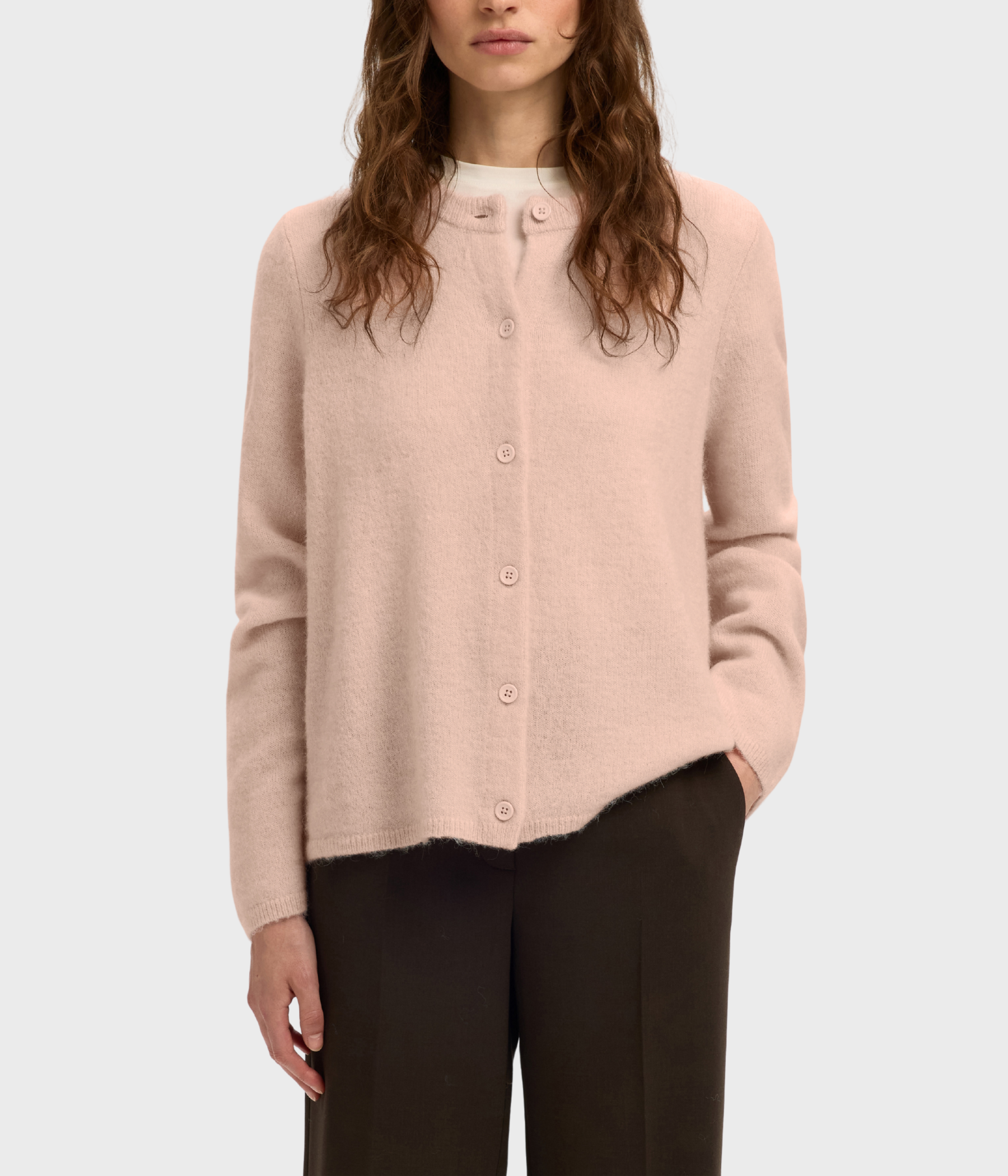 SLFLULU NEW LS KNIT CARDIGAN NOOS. (Pale Dogwood Detail:MELANGE)