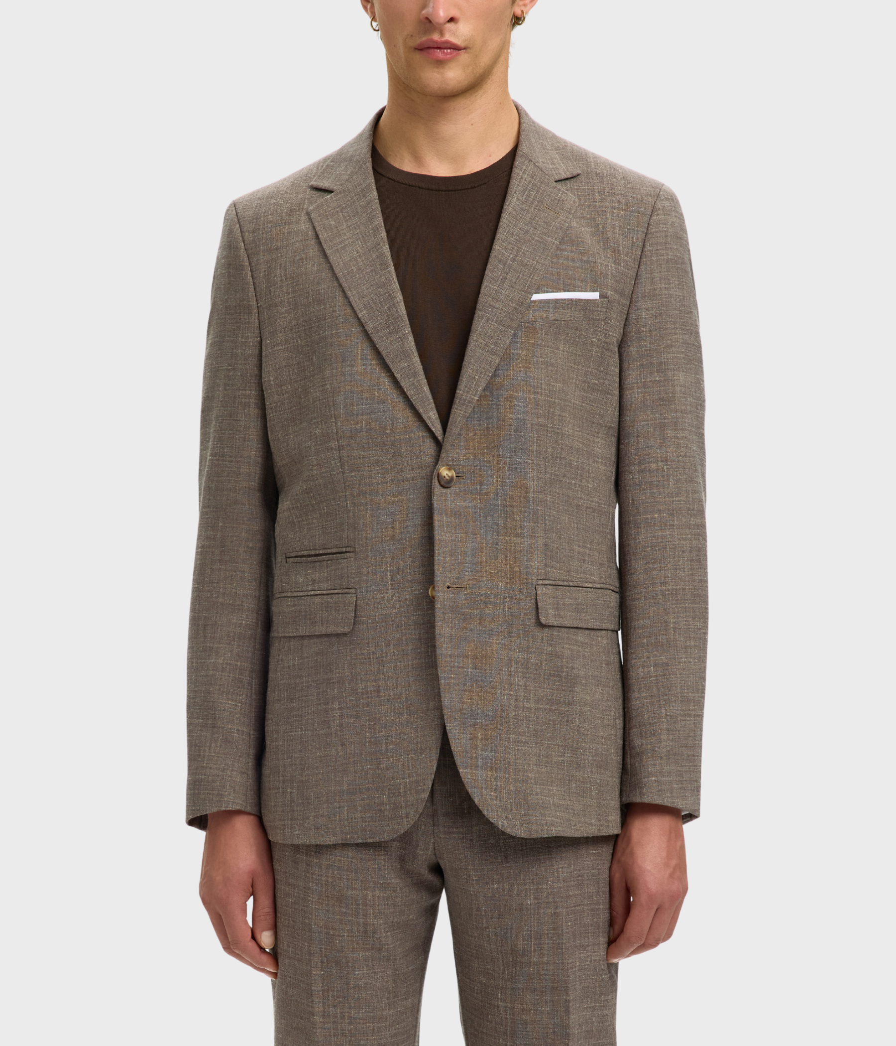 SLHSLIM-OASIS LINEN BLZ NOOS. (Dark Sand Melange)