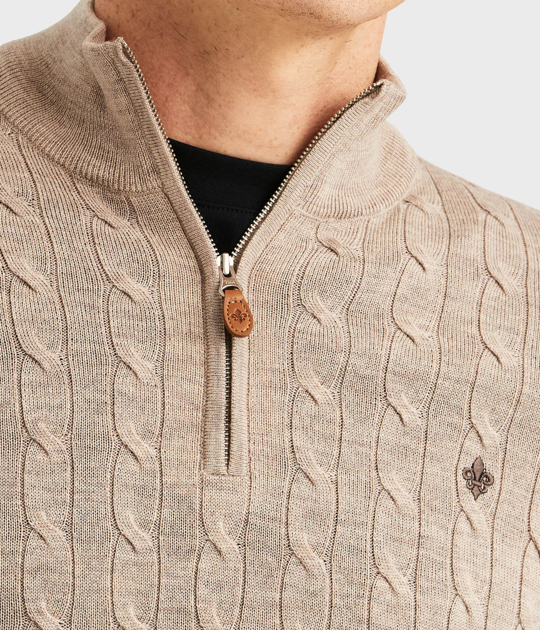 Merino Cable John Zip (05 Khaki)