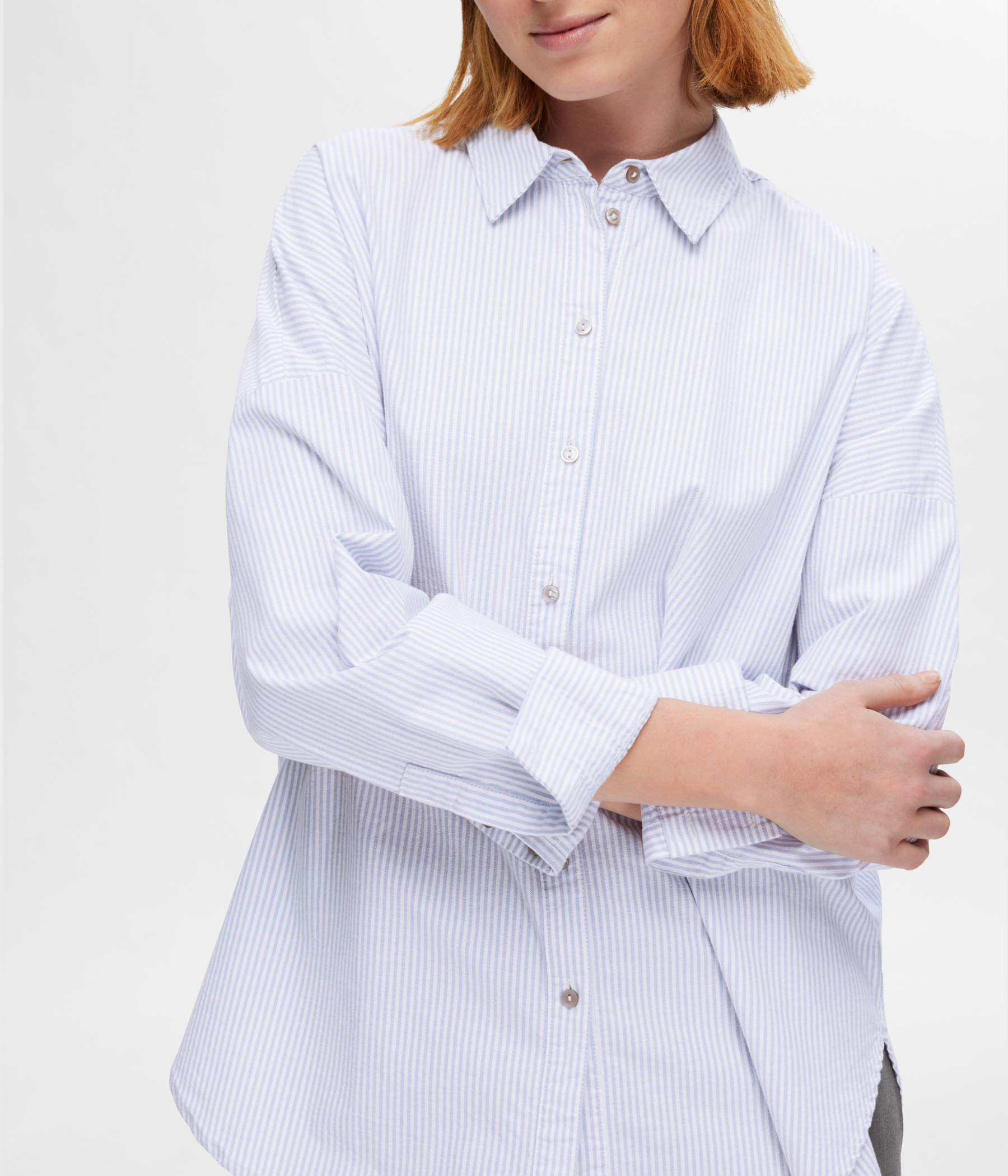 Slfnova Ls Oxford Shirt Noos. (Bright White Stripes:ENDLESS SKY) - D.O. Design Only