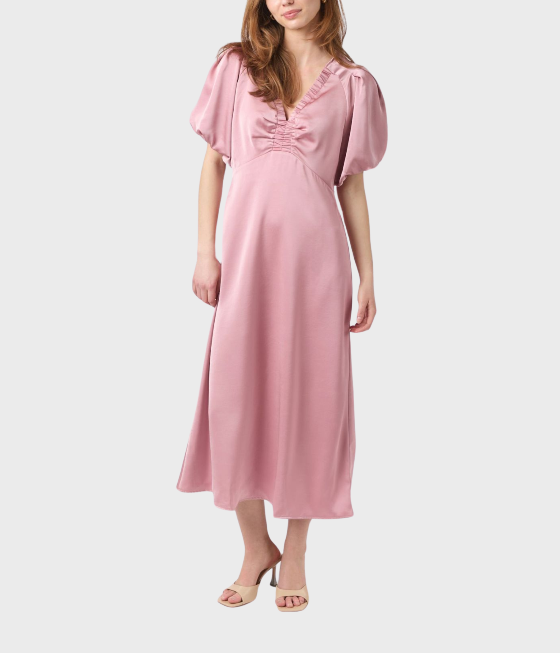Illana Heavy Sateen Dress. (823 Evening Rose)