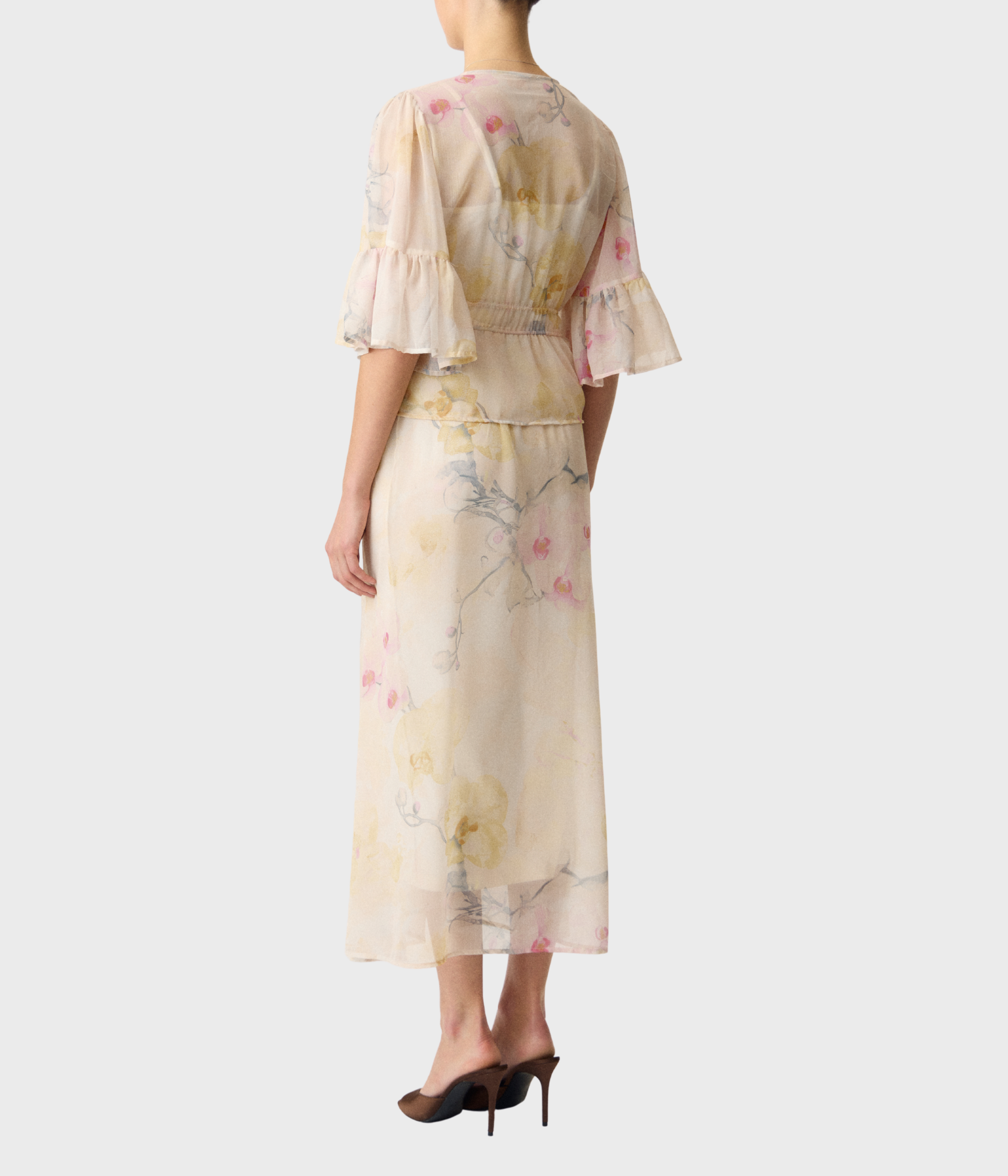 Yasblomina 2/4 Ankle Dress - Show (Afterglow AOP:BLOMINA AOP)