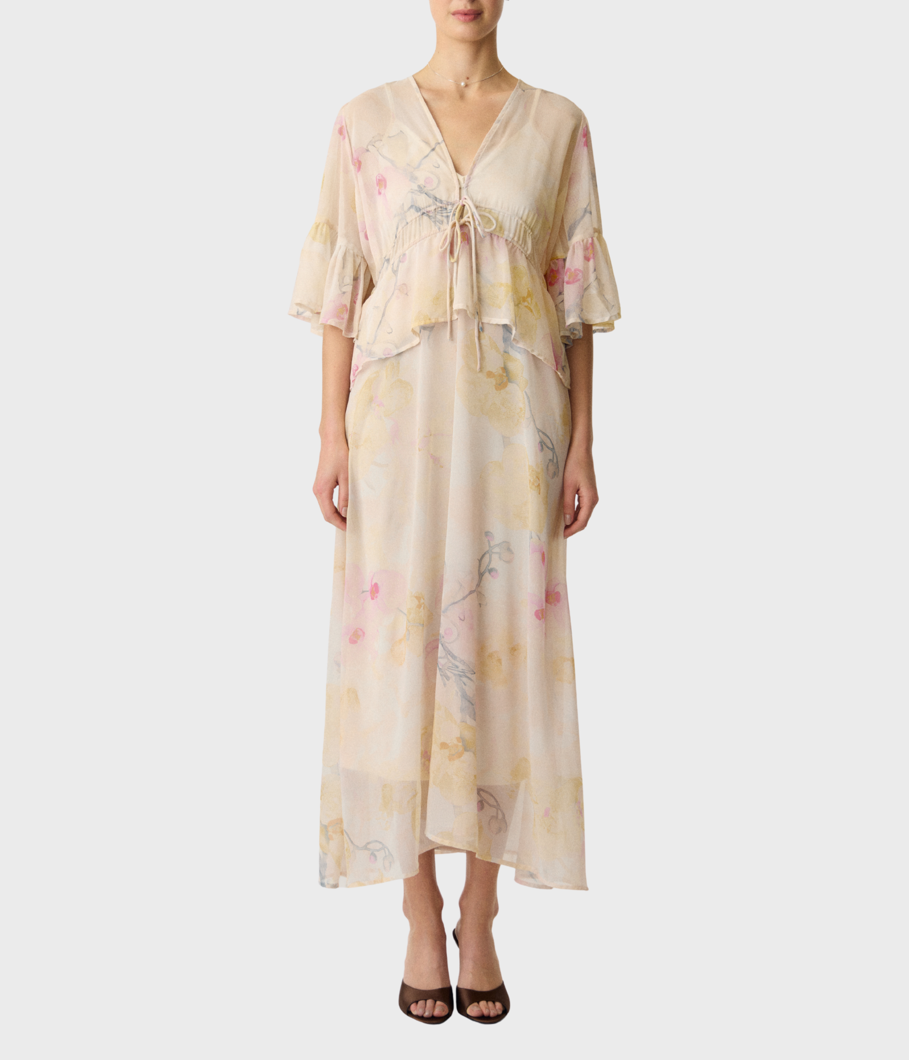 Yasblomina 2/4 Ankle Dress - Show (Afterglow AOP:BLOMINA AOP)