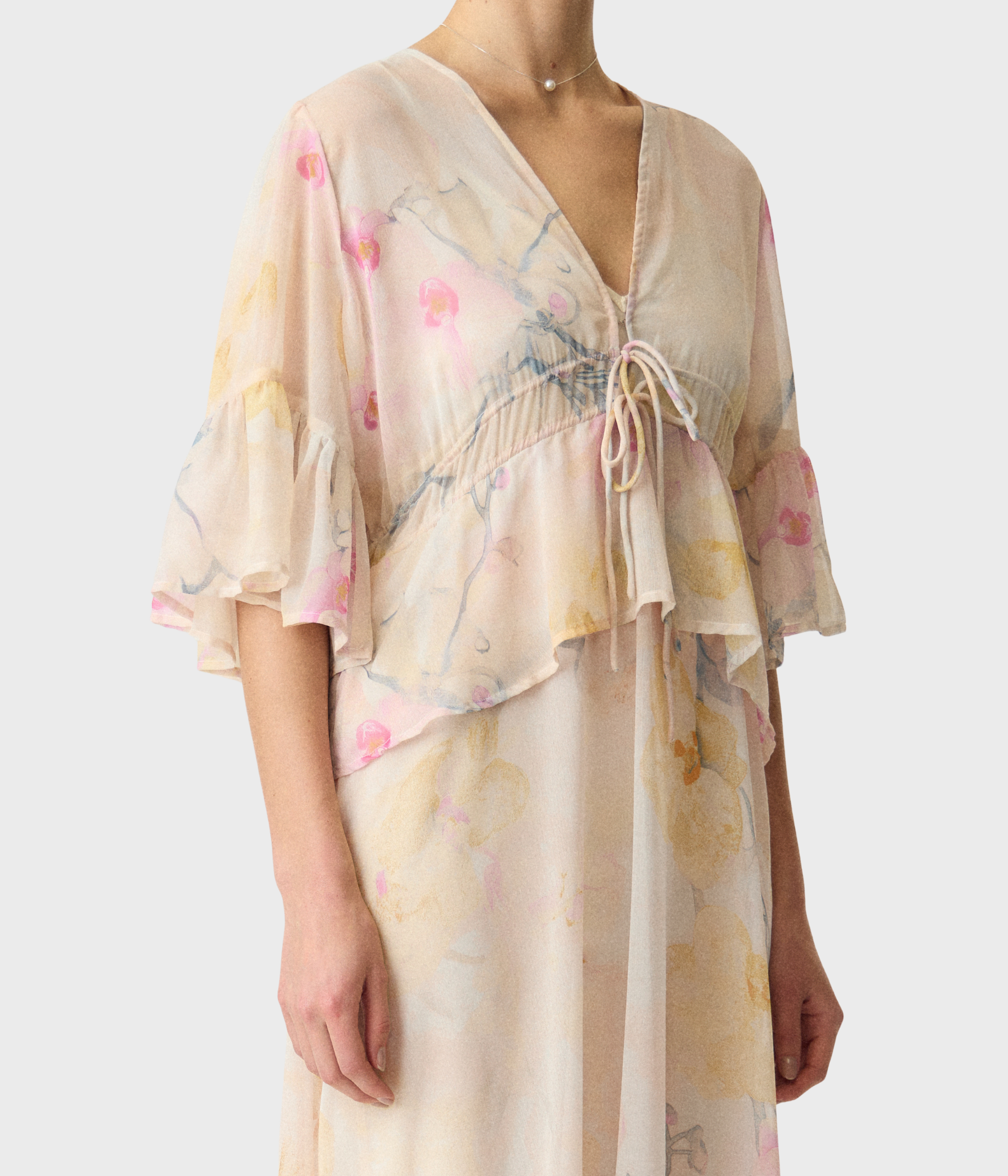 Yasblomina 2/4 Ankle Dress - Show (Afterglow AOP:BLOMINA AOP)