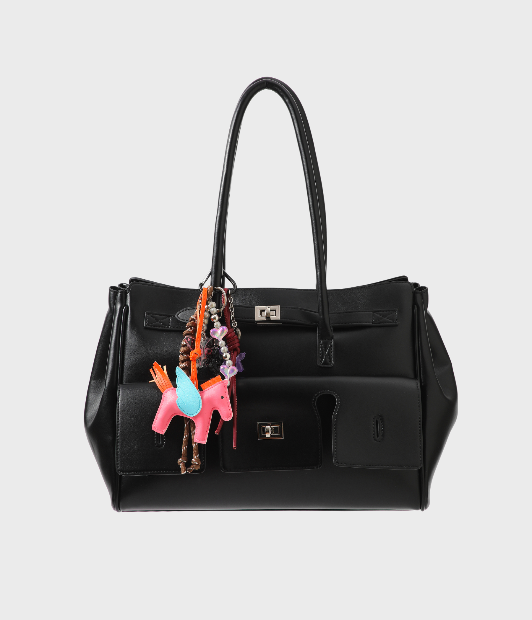 BAG CHARM SET (BLACK/ORANGE)