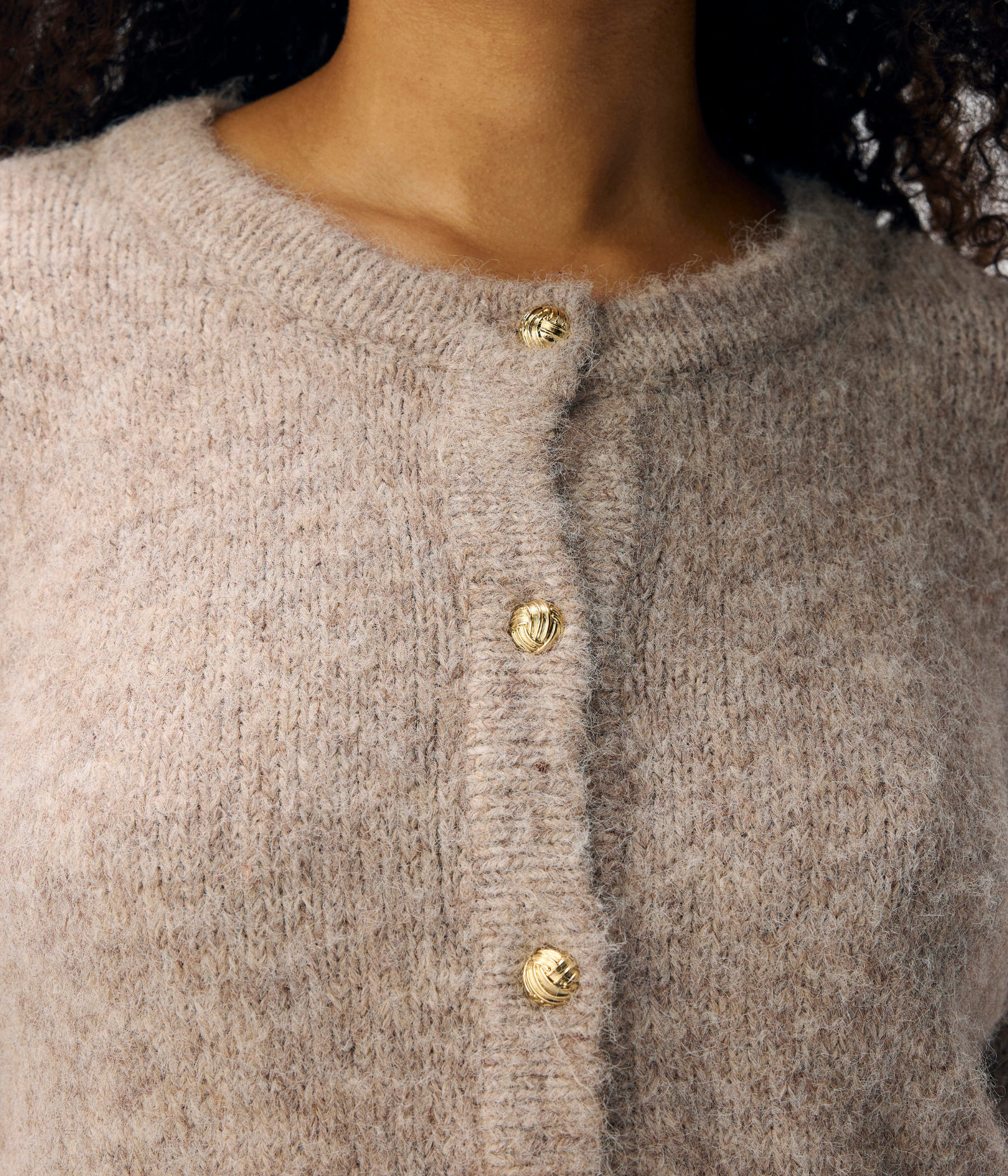 OBJSAGGIA RE L/S KNIT CARDIGAN NOOS (Humus Detail:melange)