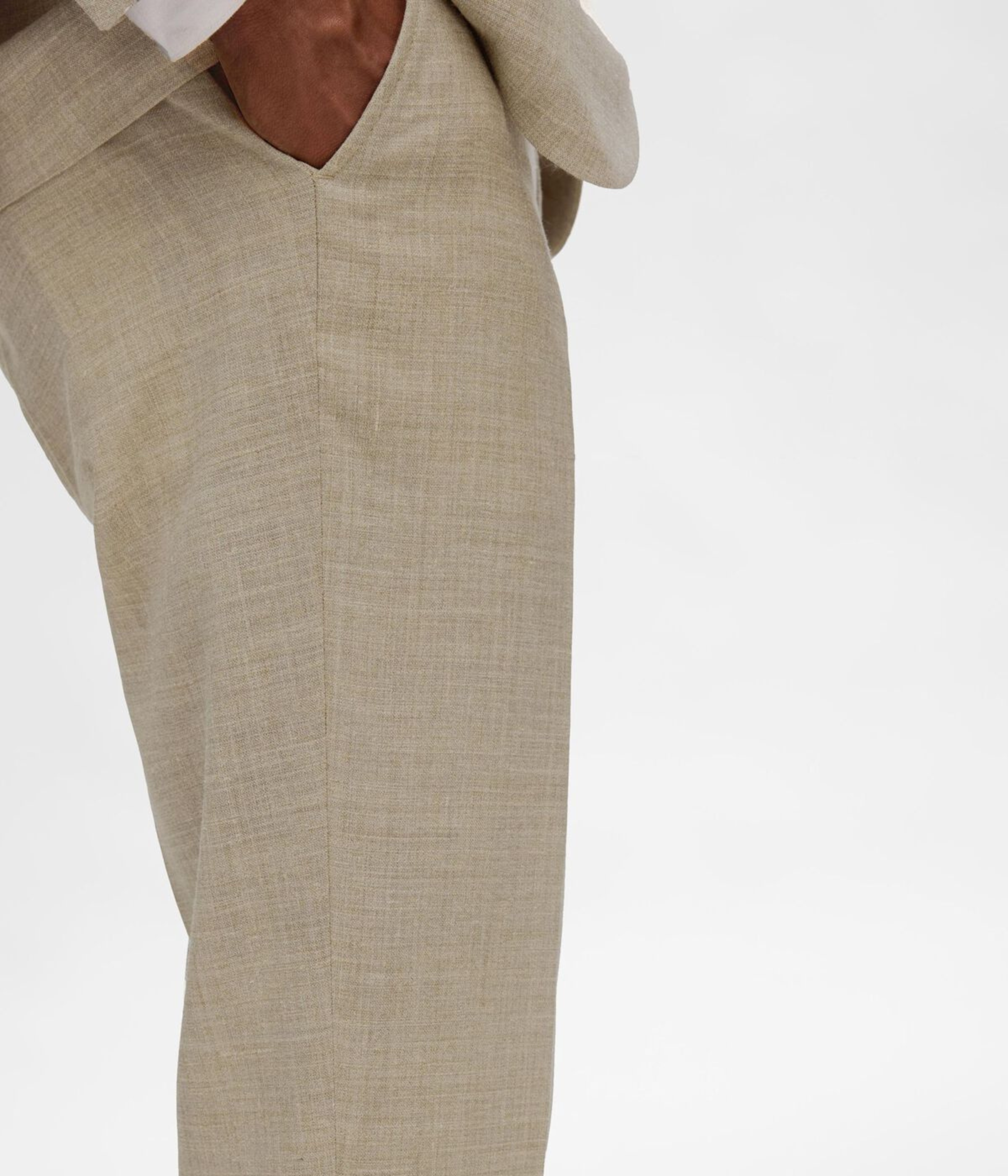 SLHSLIM-OASIS LINEN TRS NOOS (sand)
