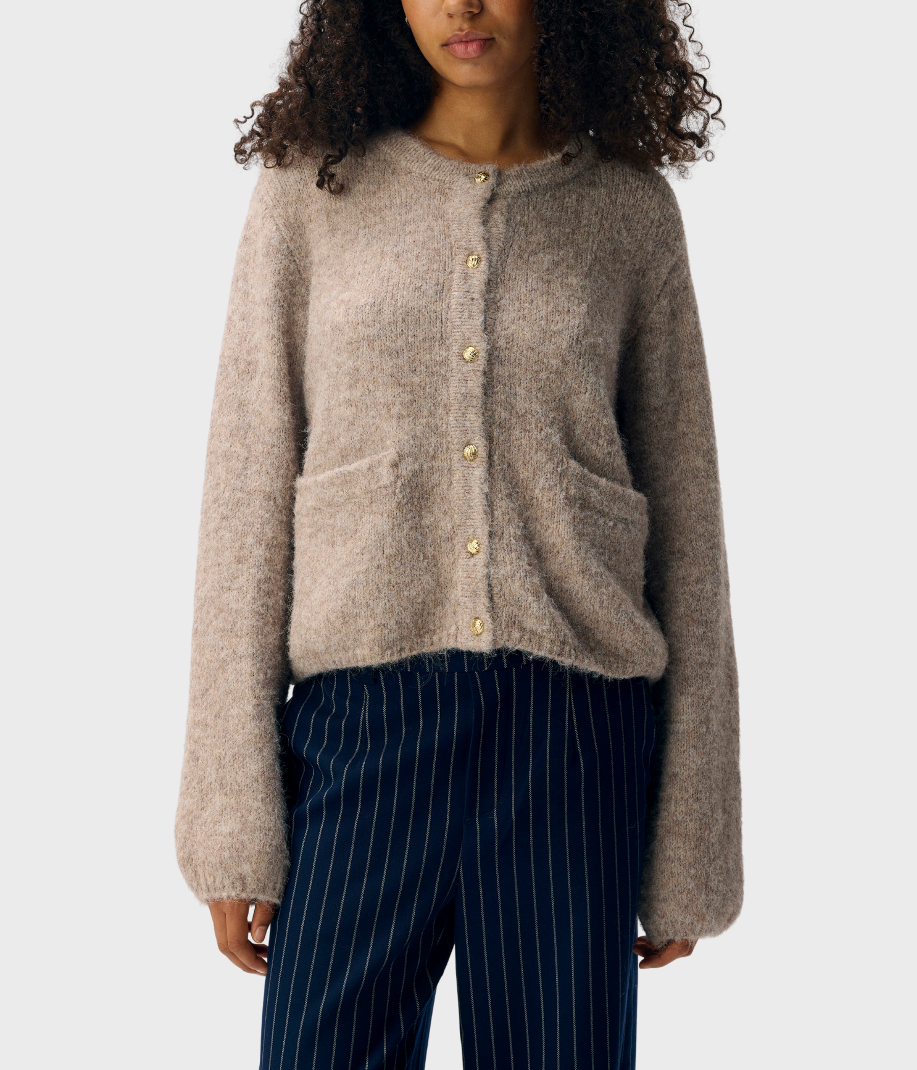OBJSAGGIA RE L/S KNIT CARDIGAN NOOS (Humus Detail:melange)
