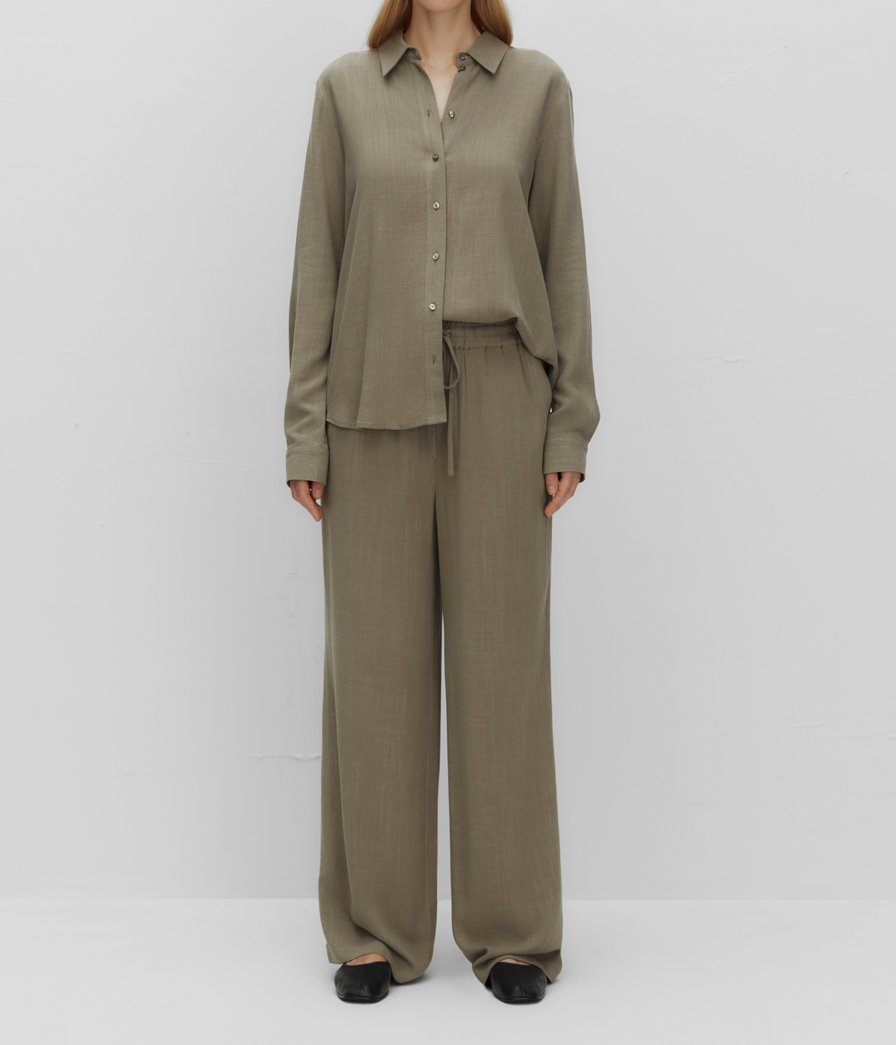 SLFVIVA-GULIA HW LONG LINEN PANT NOOS (Vetiver)