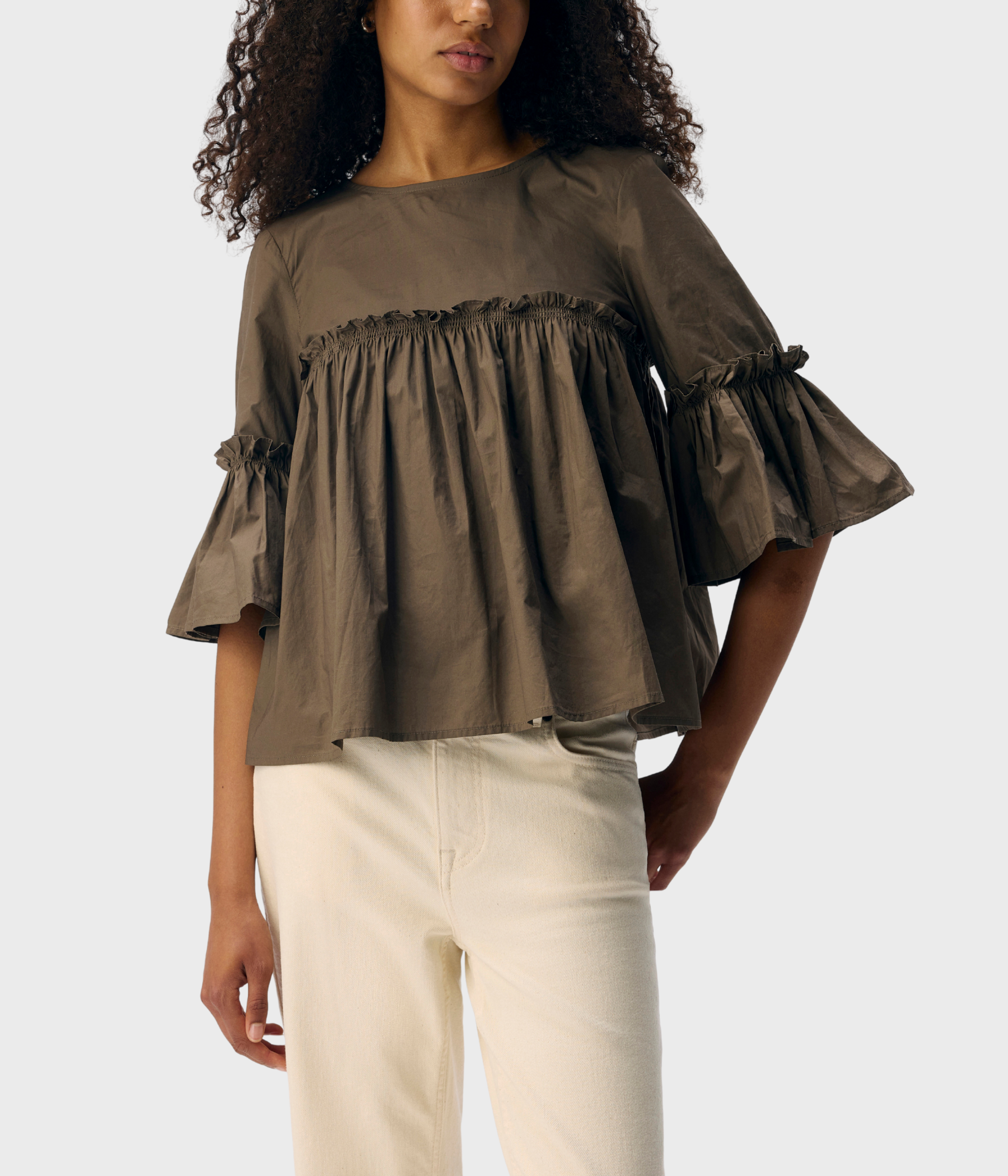 OBJIRA HOPE 3/4 RE O-NECK TOP 141 (Morel)