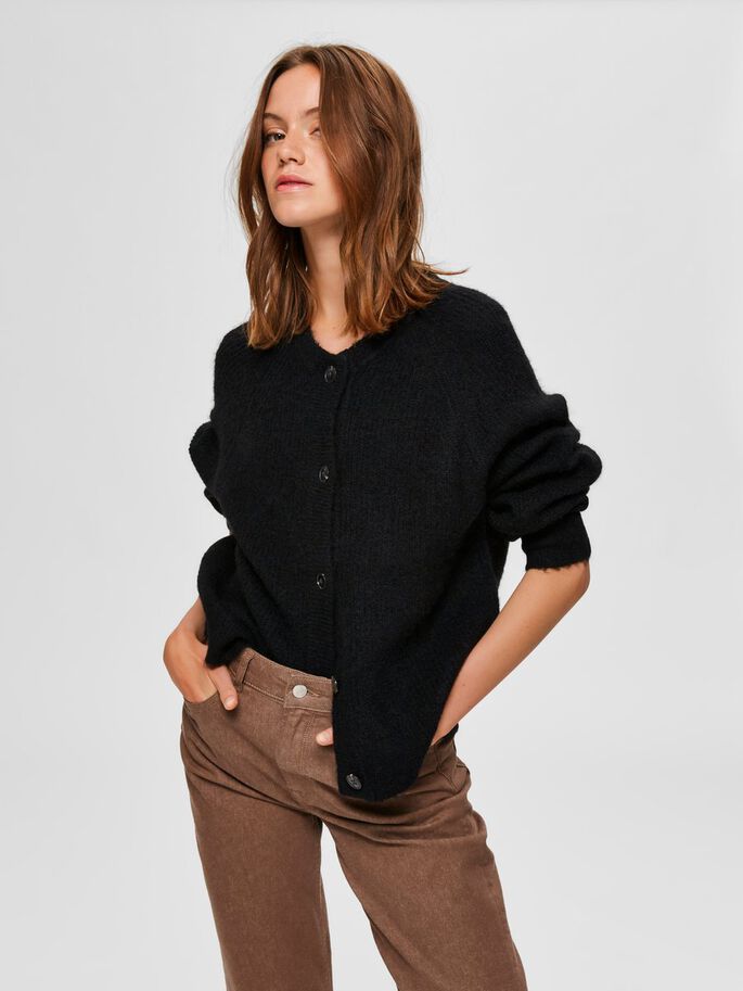 SLFLULU LS KNIT SHORT CARDIGAN NOOS (BLACK) - D.O Design Only