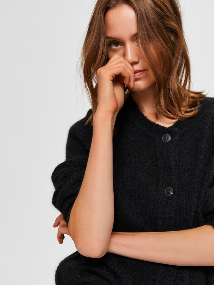 SLFLULU LS KNIT SHORT CARDIGAN NOOS (BLACK) - D.O Design Only