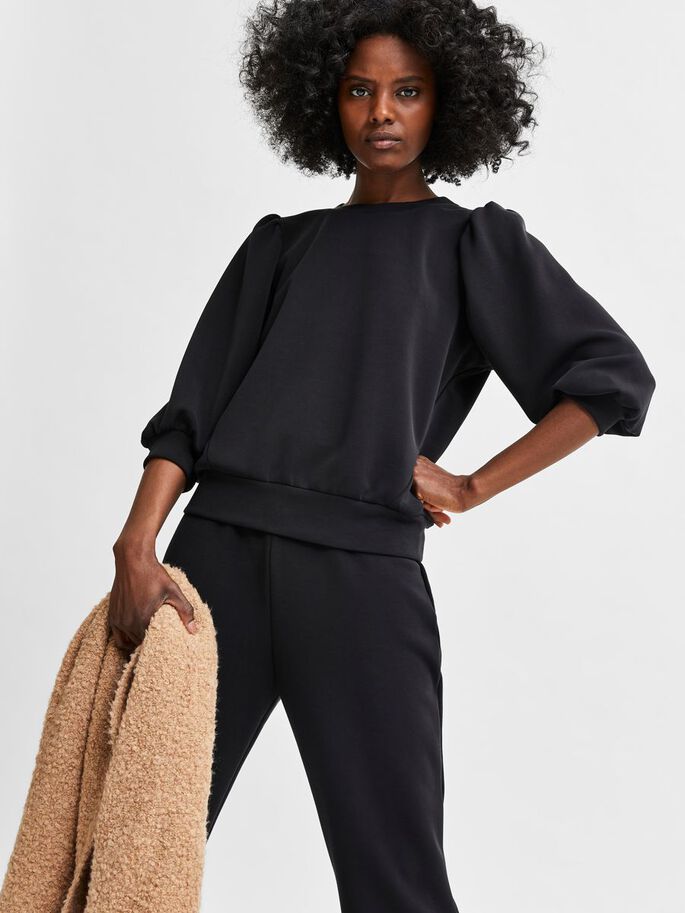 SLFTENNY 3/4 SWEAT TOP NOOS (BLACK)