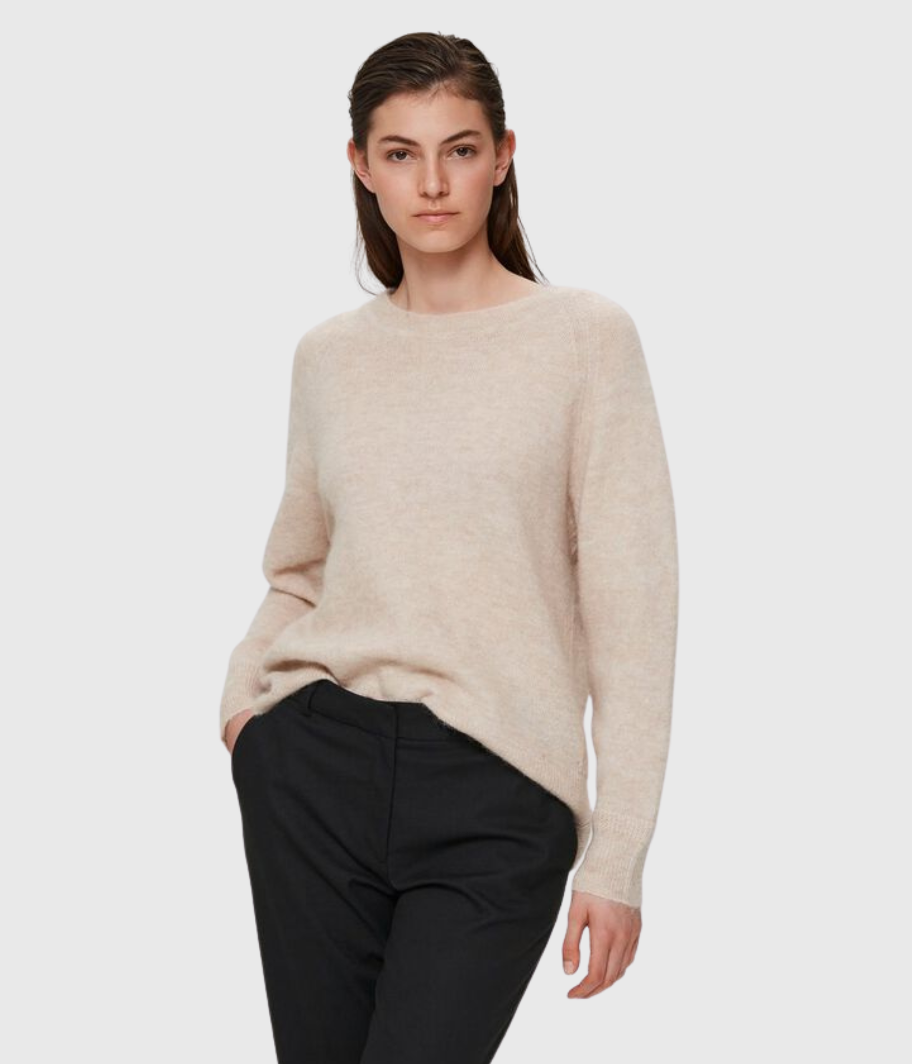SLFLULU LS KNIT O-NECK NOOS. (Birch)