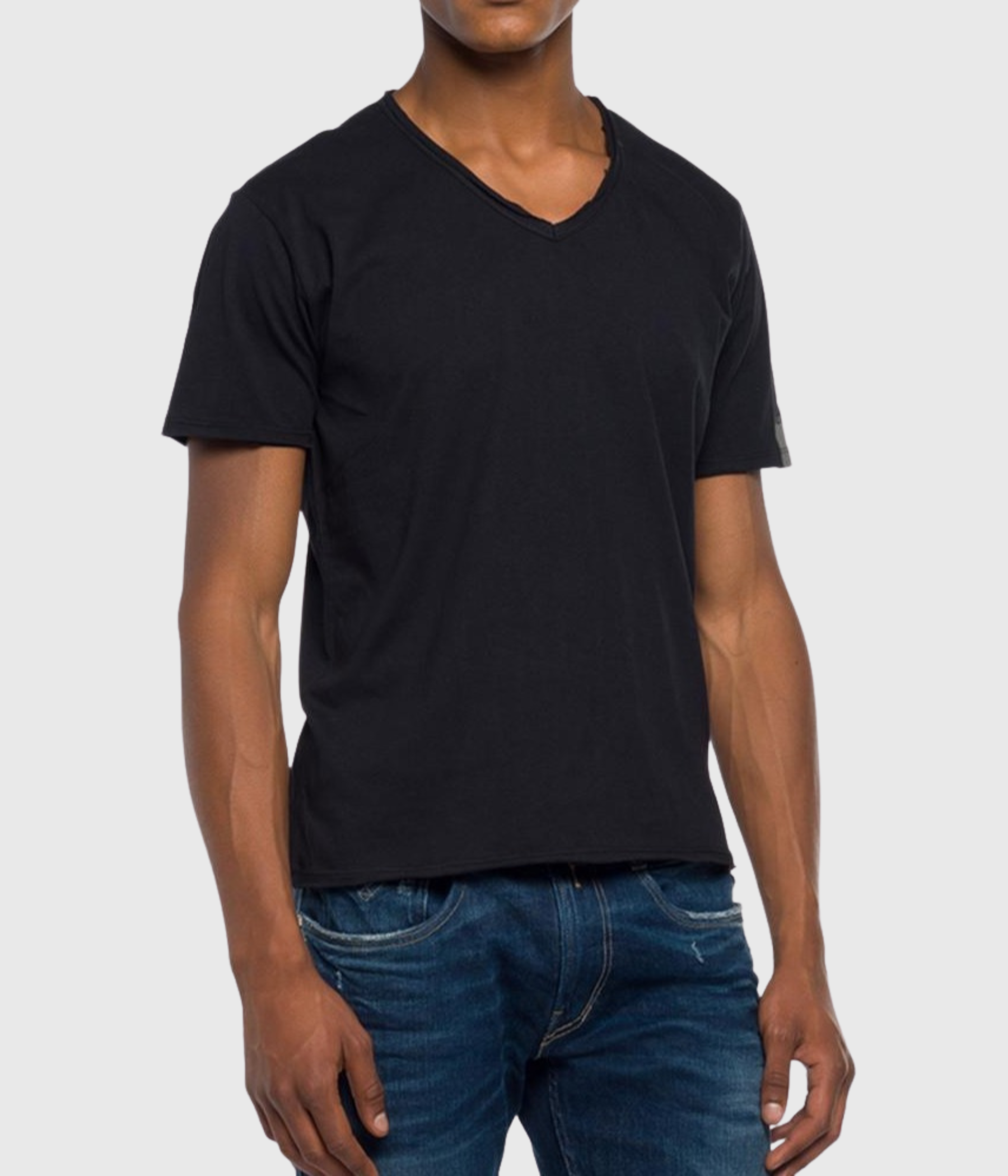 Svart V-ringad t-shirt