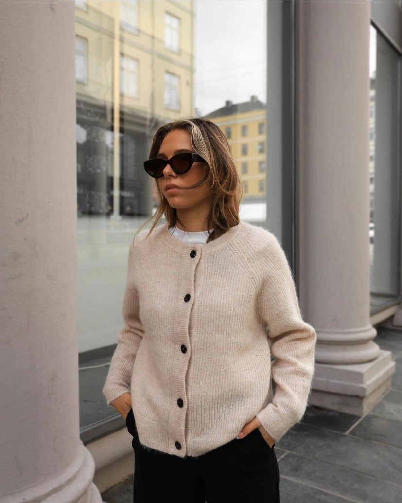 SLFLULU LS KNIT SHORT CARDIGAN NOOS. (Birch)