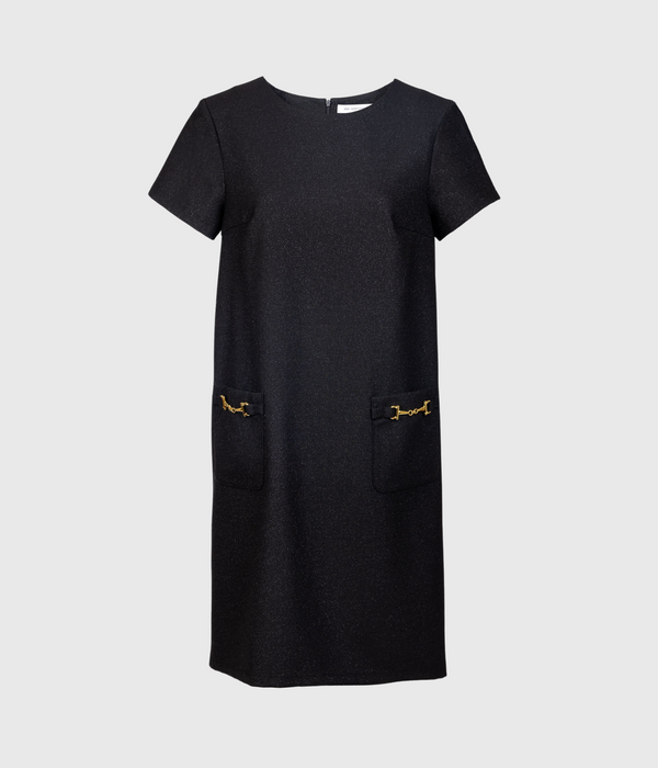 048 TEARDROP DRESS GLITTER WOOL MIX (BLACK GLIMMER)