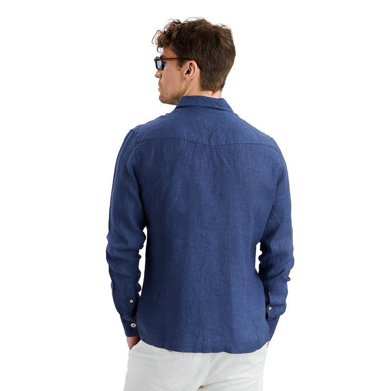 Linen Shirt W Pockets (Denim blue)
