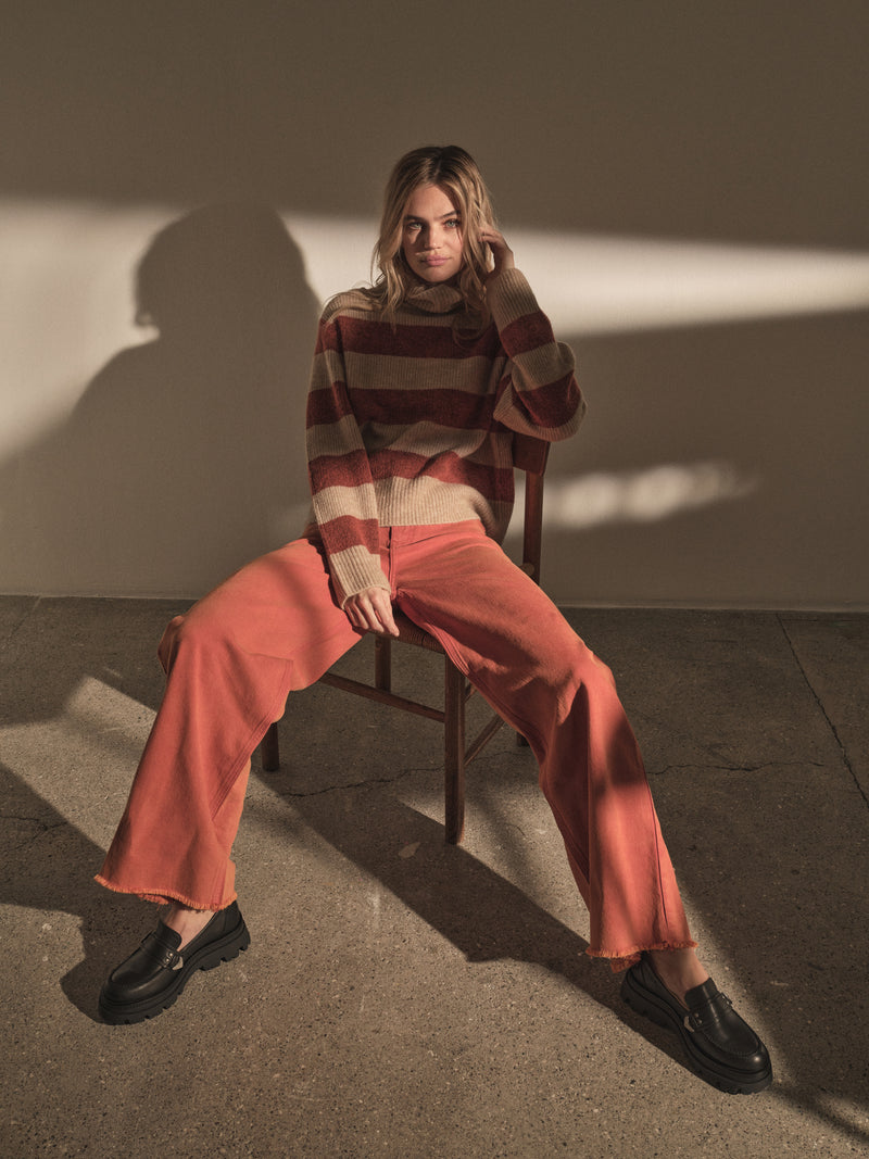 Mmaidy Thora Stripe Rollneck Knit (261 Burnt Ochre)