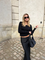 Vicky Heavy Sateen Skirt (100 Black)