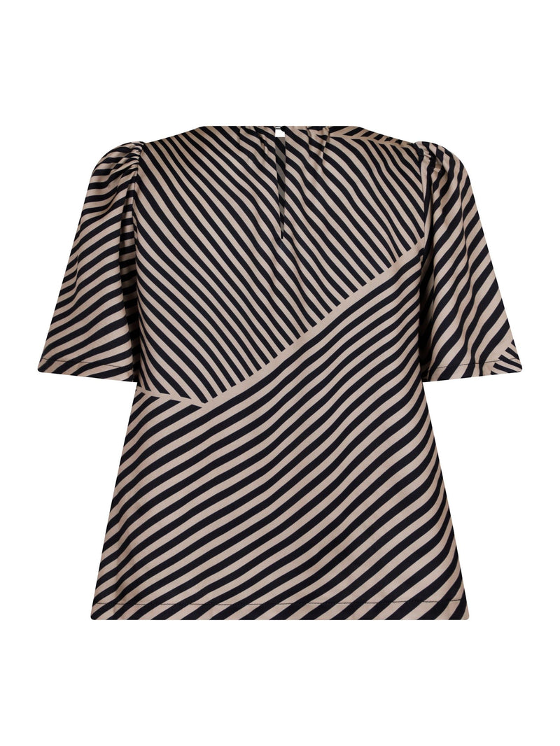 Florina Mix Lines Blouse (100 Black)