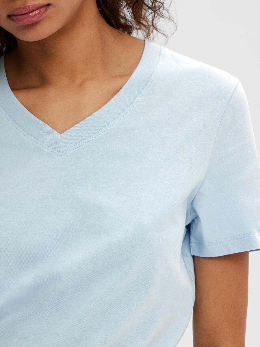 SLFESSENTIAL SS V-NECK TEE NOOS (CASHMERE BLUE)