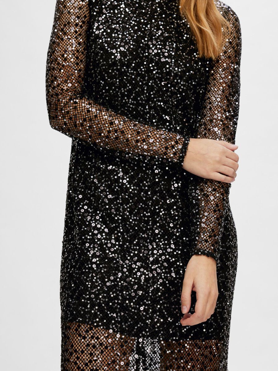 SLFNOEL LS ANKLE SEQUINS DRESS EX (Black)