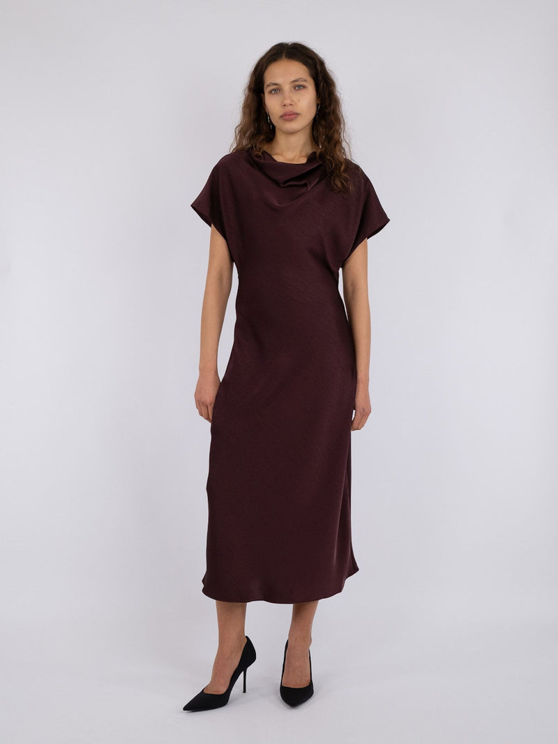 Lucinda Heavy Sateen Dress (174 Burgundy)