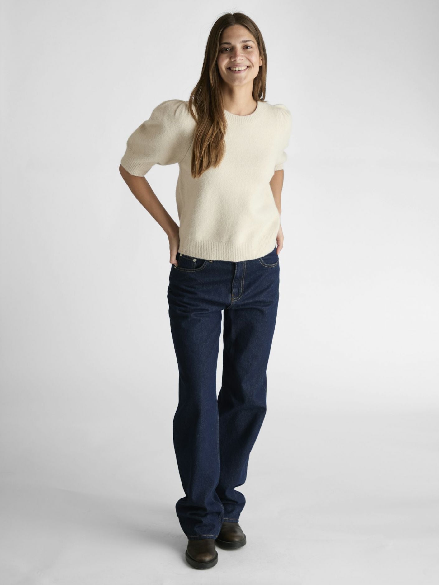 Martha Bow Knit Tee (124 Ivory)