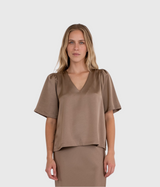 Largo Heavy Sateen Blouse (811 Dark Taupe)