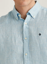 Douglas Linen Herringbone BD Shirt (56 BLUE)