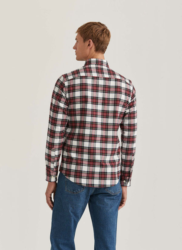Brushed Tartan Shirt - Slim Fit (40 RED)