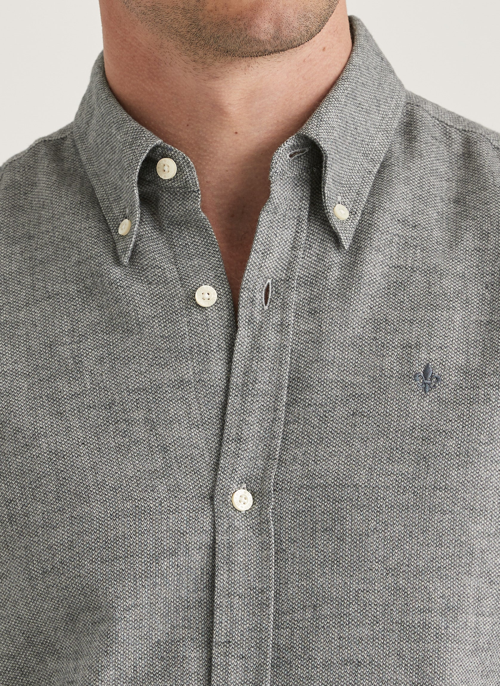 Flannel Donegal Shirt-Slim Fit (91 Grey)