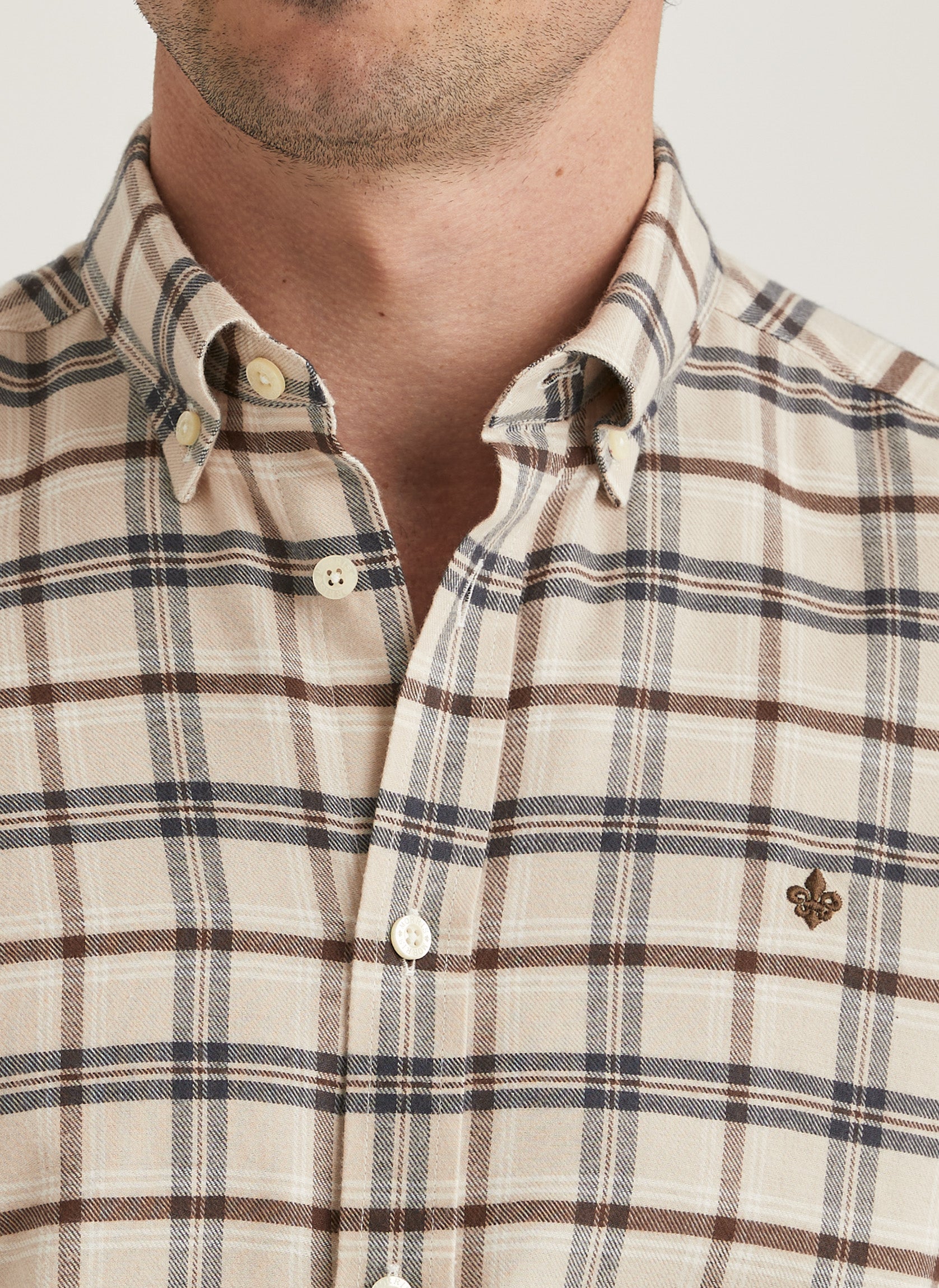 Soft Check Flannel-Slim Fit (08 Camel)