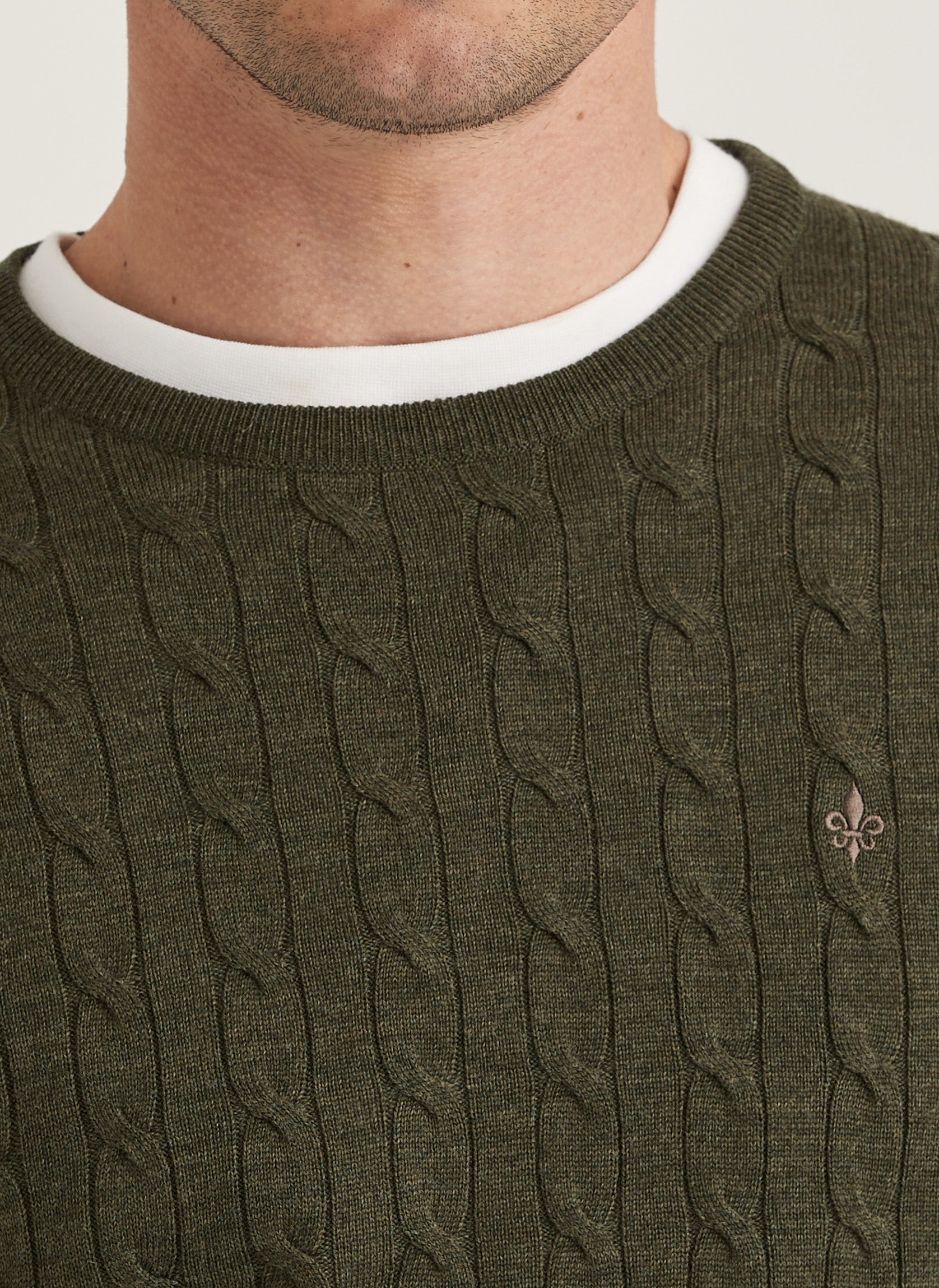 Merino Cable Oneck (76 Olive)