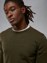 Lyle Merino Crew Neck Sweater (M354 Forest Green)