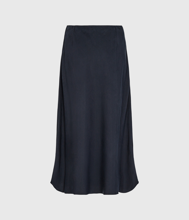 mörkblå a-linjeformad kjol
